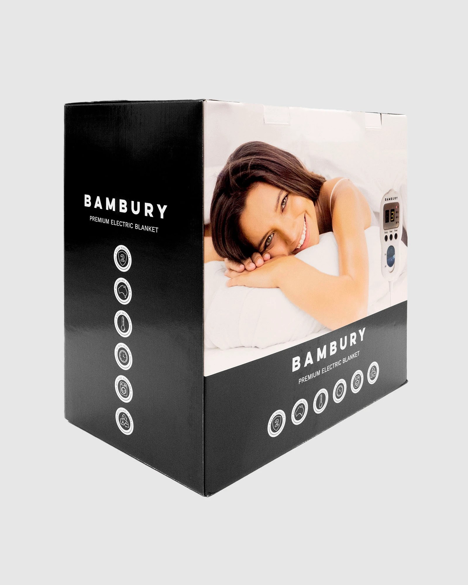 1 Bambury Premium Fully Fitted Plush Top Electric Blanket Two heat zones - King Single Bed - White, 1 of 4