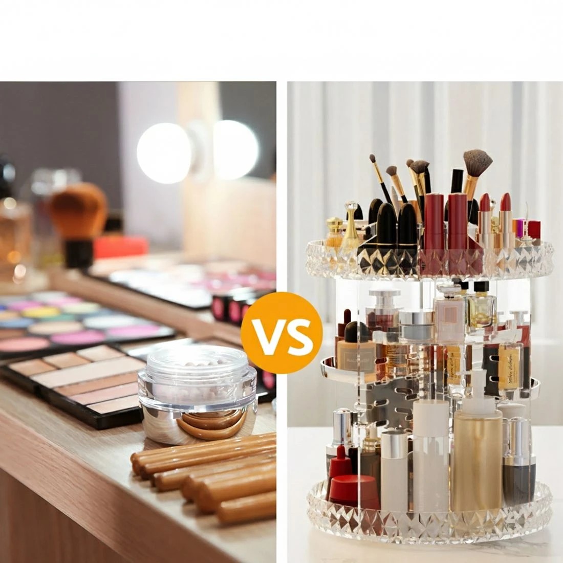 6 Embellir Makeup Organizer Acrylic Rotating Cosmetic Organizer Storage Display Holder - Natural, 6 of 7