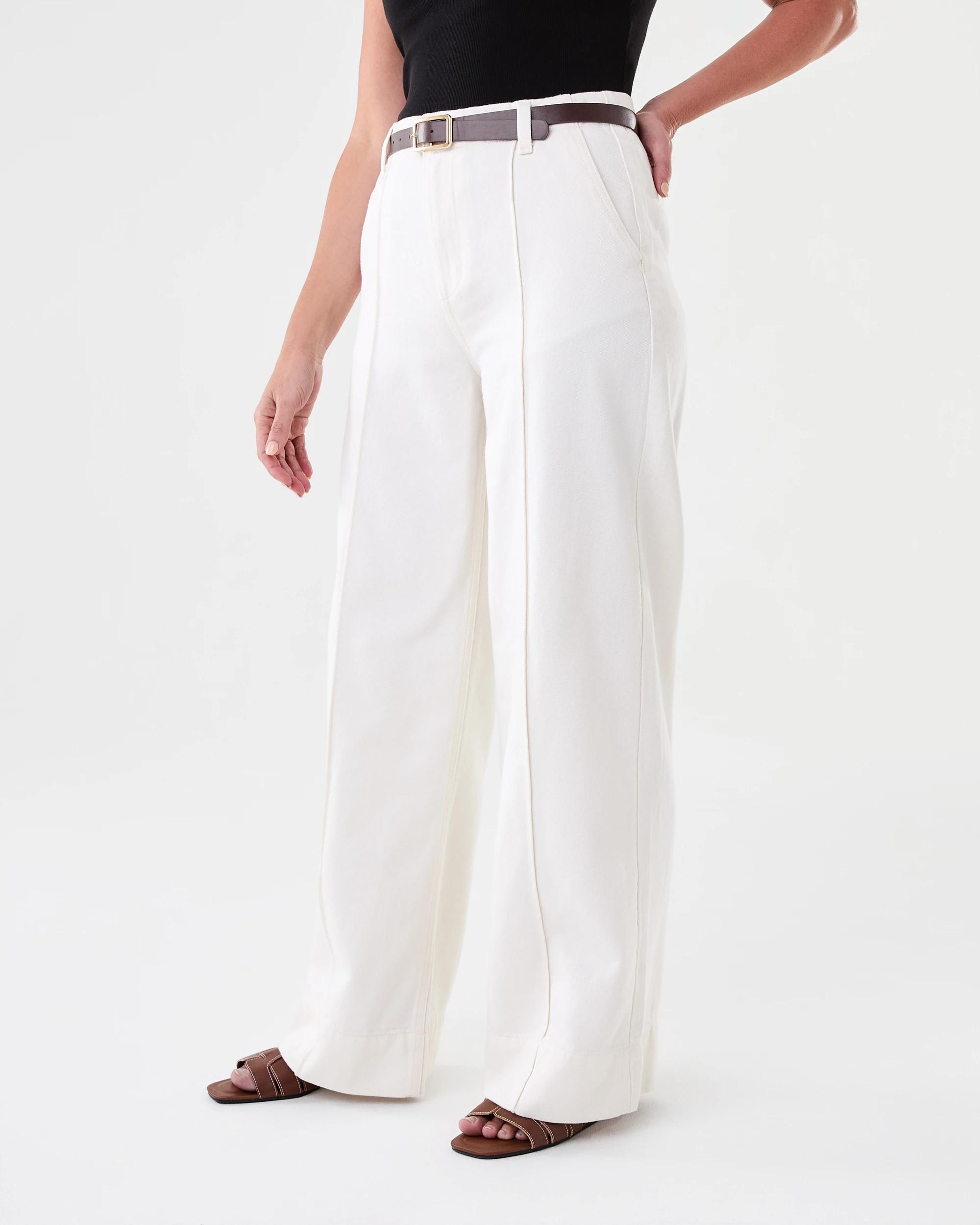 2 Belted Wide Leg Jeans Ecru, 2 of 10