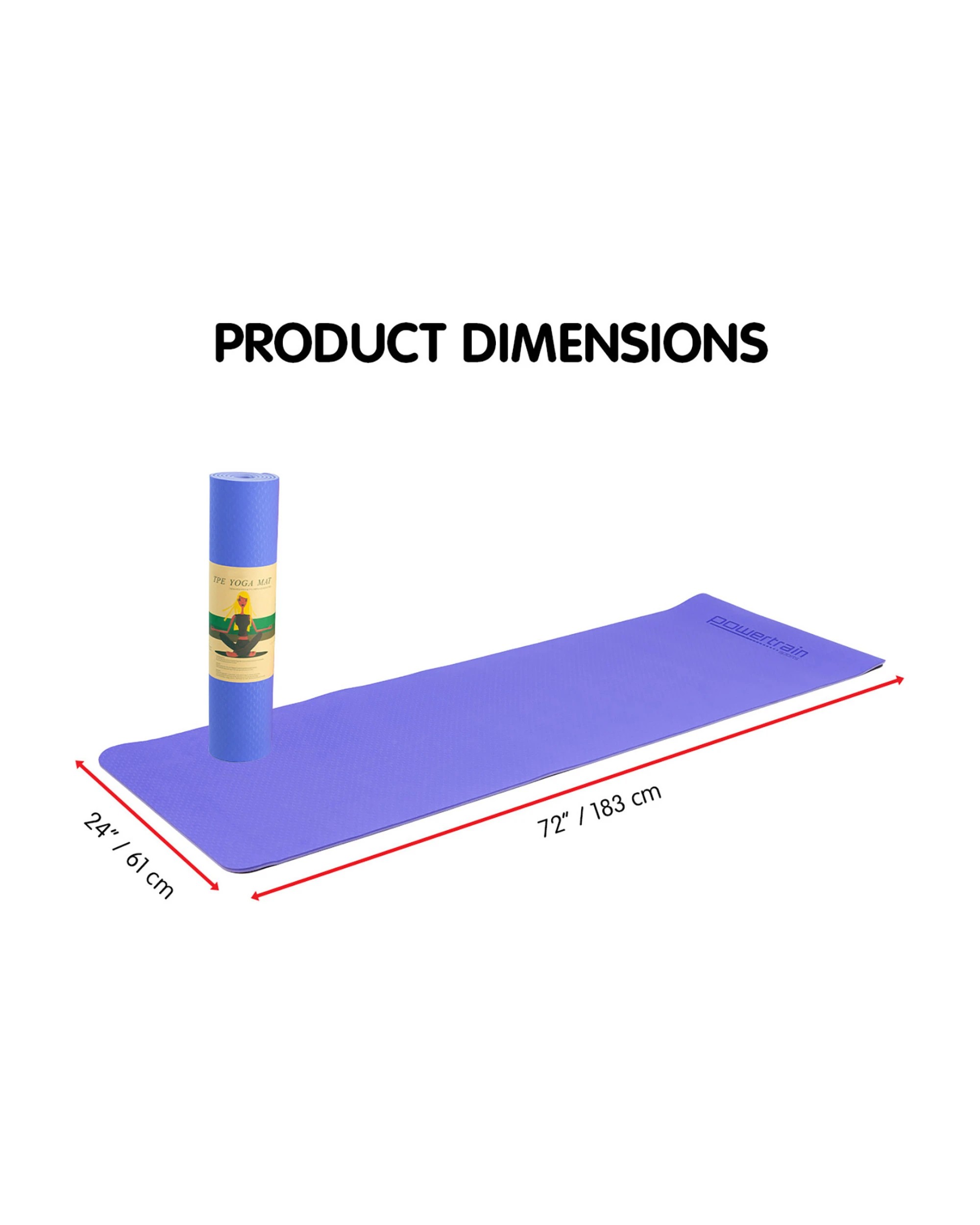 2 Powertrain 8mm Thick Yoga Exercise Mat Home Gym Pilates Fitness Dual Layer TPE - Purple, 2 of 5