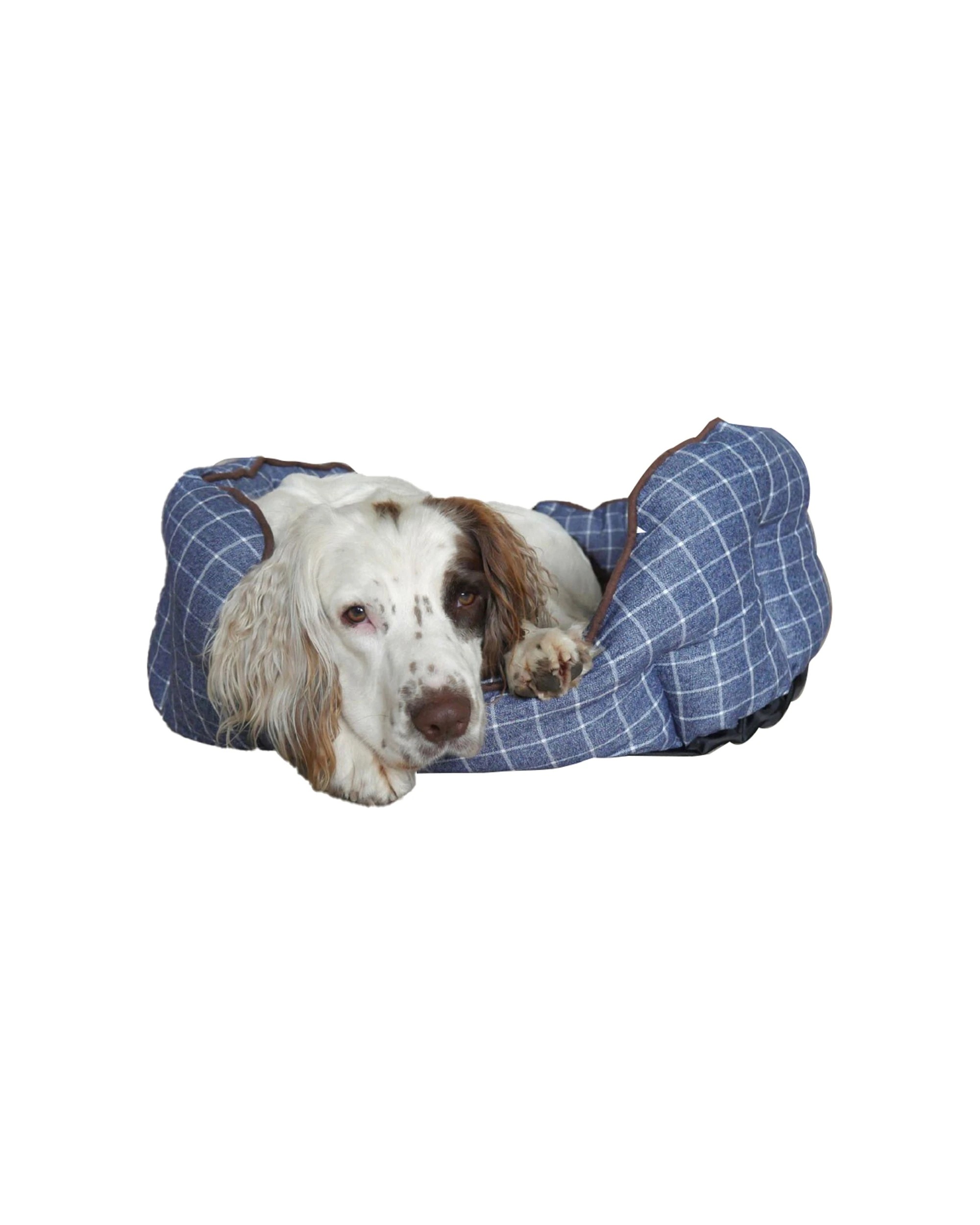 2 Rosewood 51x43cm Marine Check Oval Pet Dog Sleeper Bed Comfort Cushion - Blue, 2 of 3