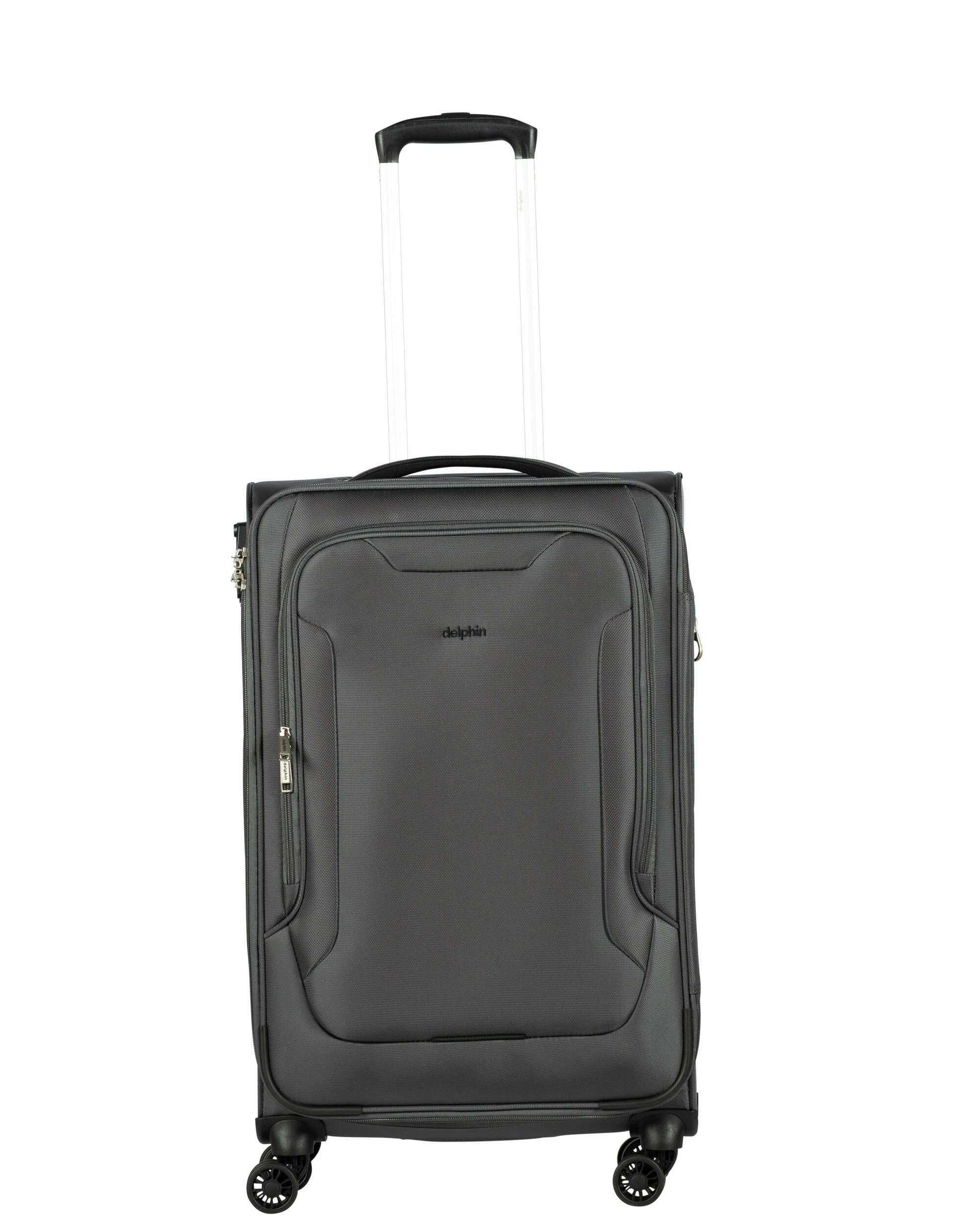 1 Delphin Caspian 2 Softside Medium Spinner Suitcase - 73cm - Grey, 1 of 5