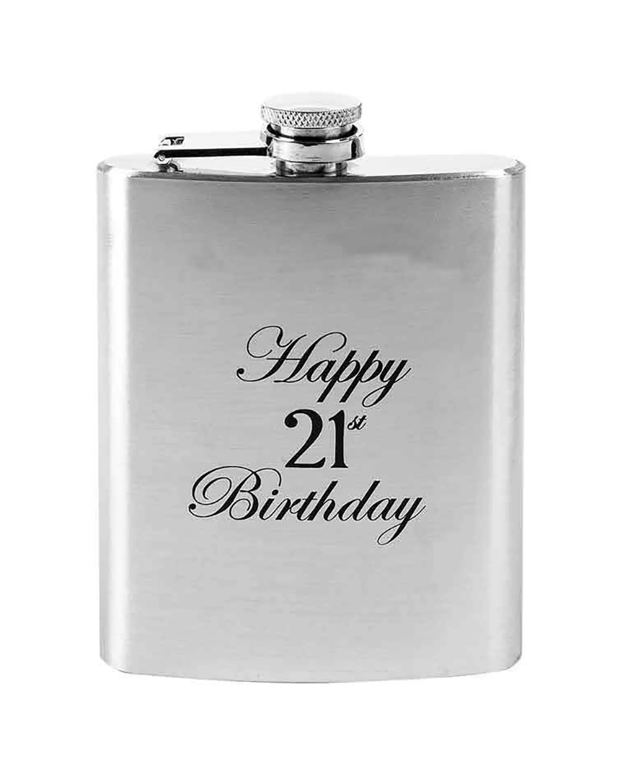 1 LMD Hip Drinking Stainless Steel Flask Happy 21st Birthday Matte 210ml - Metallic, 1 of 1