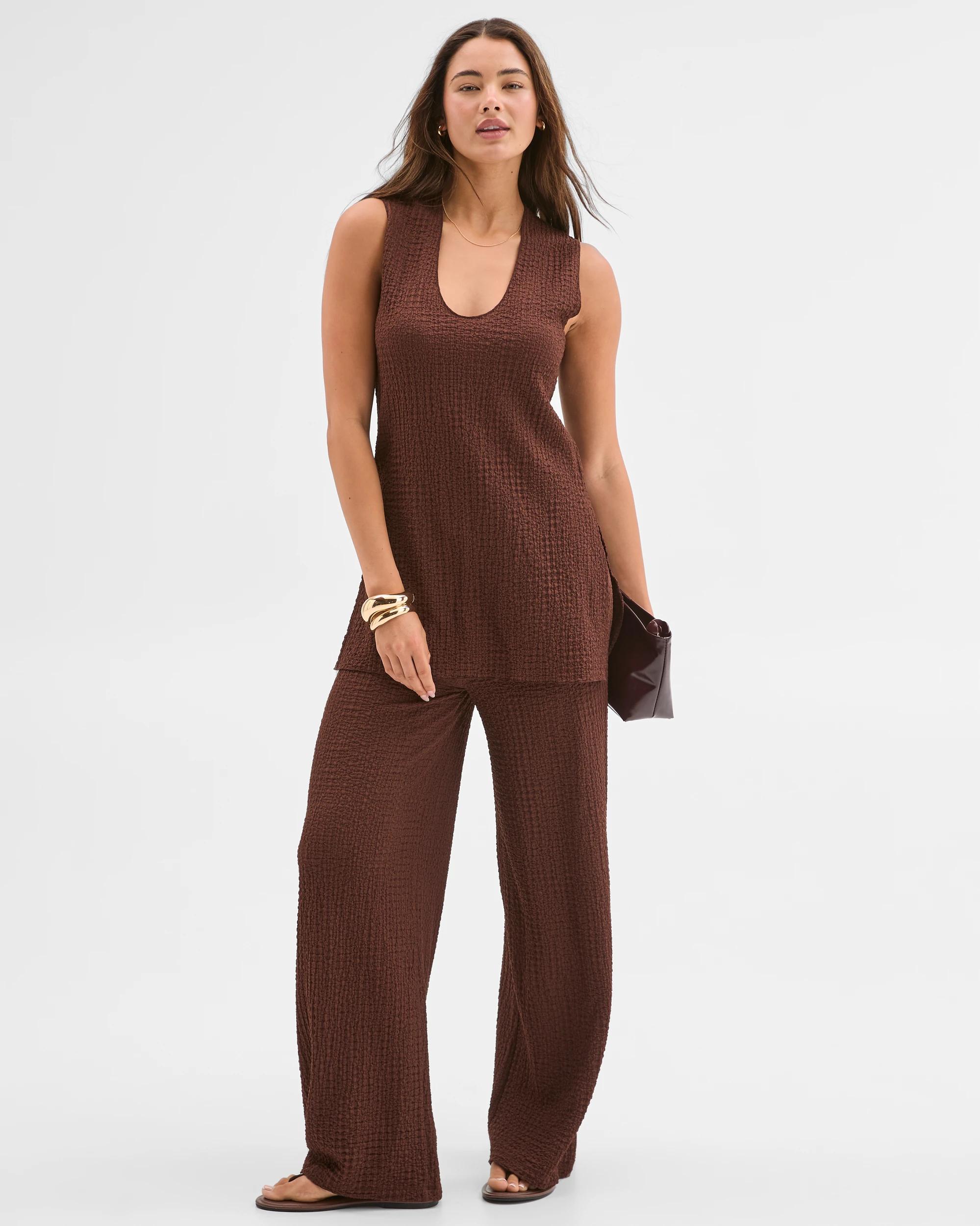 1 Lily Loves U-Neck Textured Tunic Top SHAVED CHOCOLATE, 1 of 6