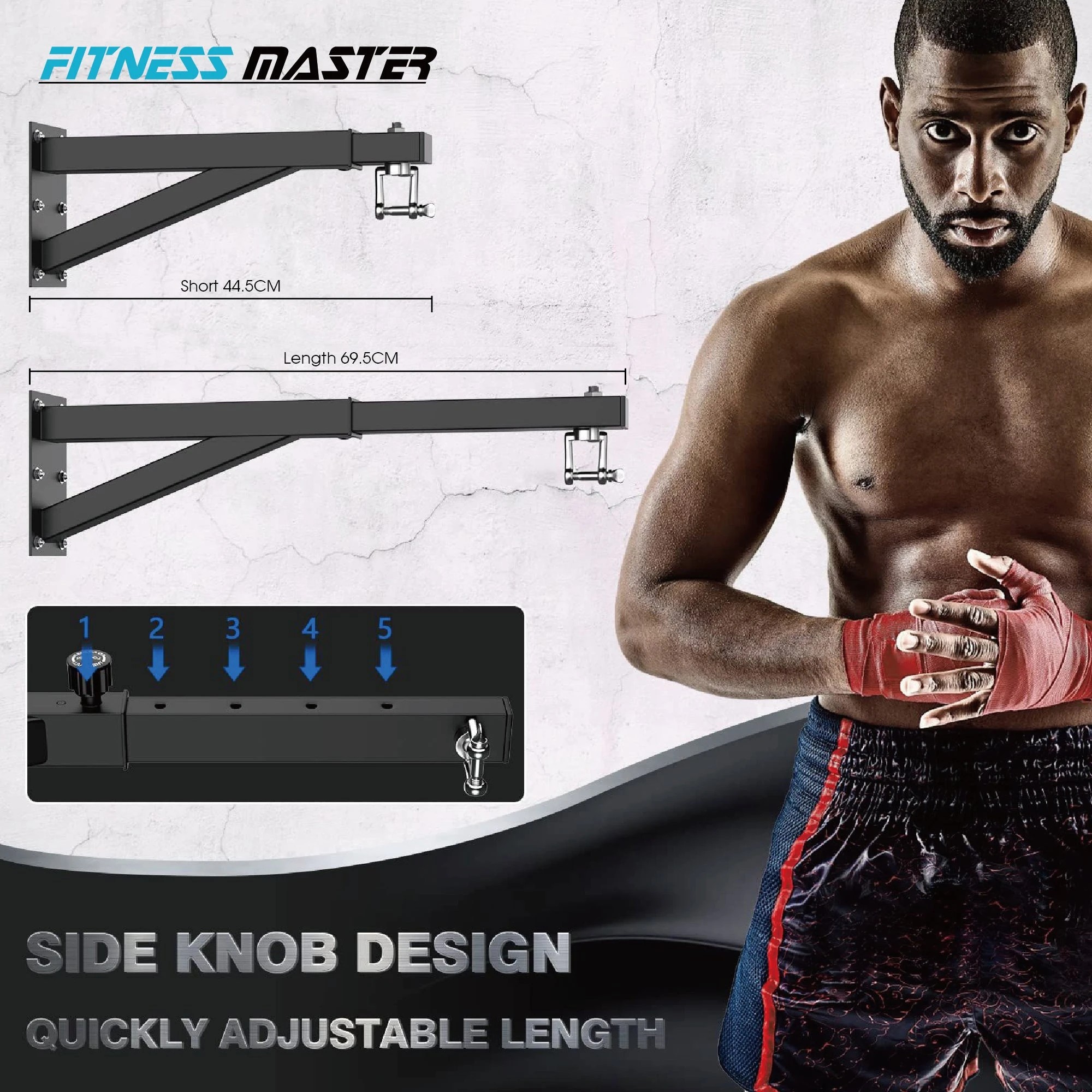 2 Fitness Master Heavyduty Bag Hanger Wall Mount Punching Adjustable Bracket 150kg, 2 of 7