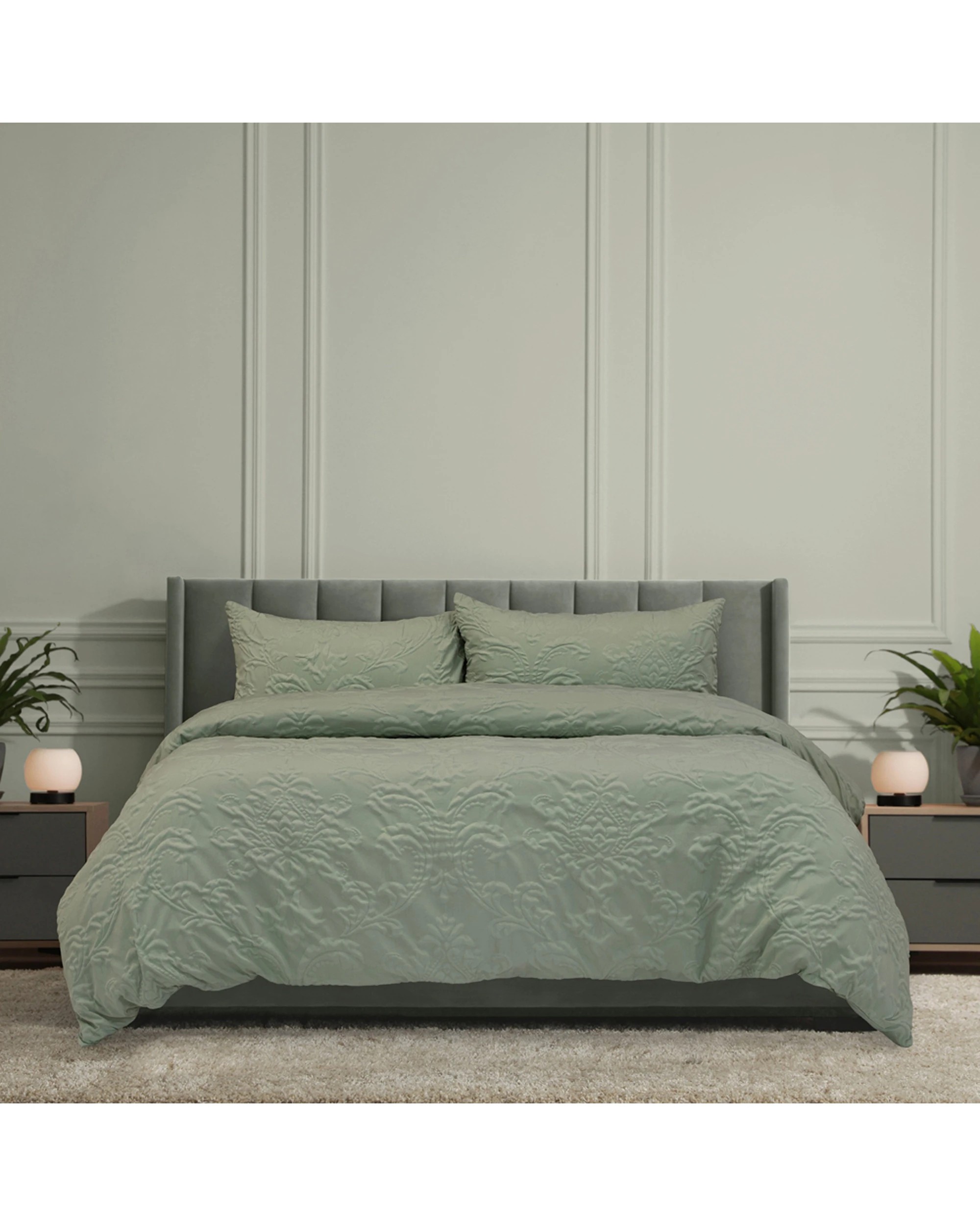1 Ardor Boudoir Queen Adeline Vintage Polyester QuiltCover/Pillowcase Set Sage - Green, 1 of 3