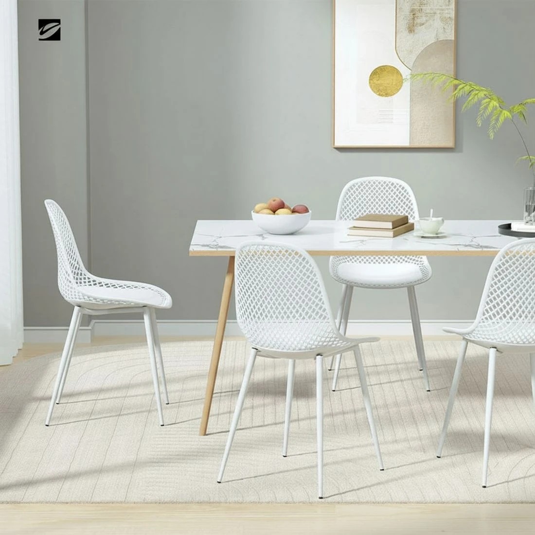 7 Gardeon 4PC Outdoor Dining Chairs PP Lounge Chair Patio Garden Furniture - White, 7 of 7