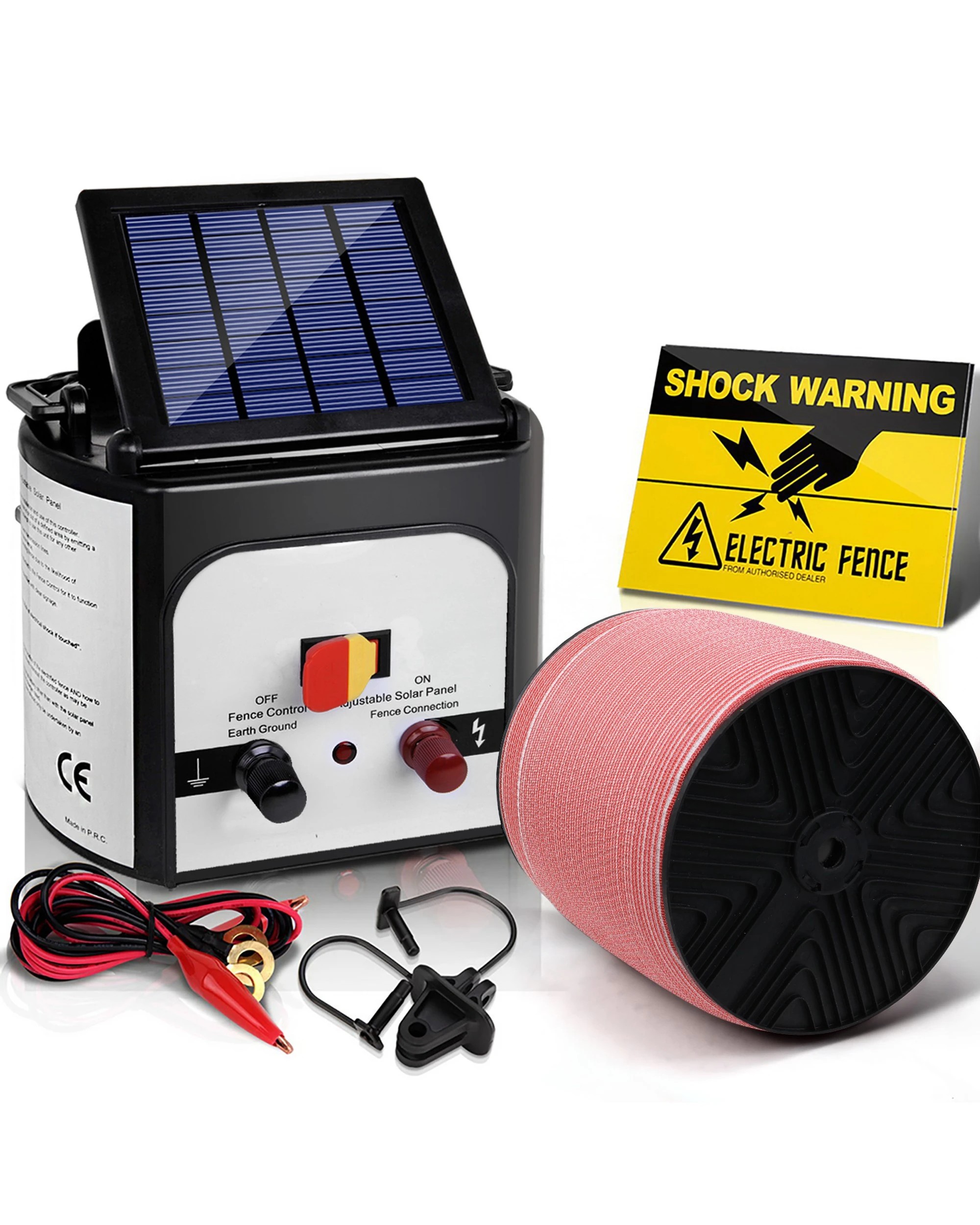2 Giantz Fence Energiser 8KM Solar Powered Electric 1200M Poly Tape - Multi, 2 of 7