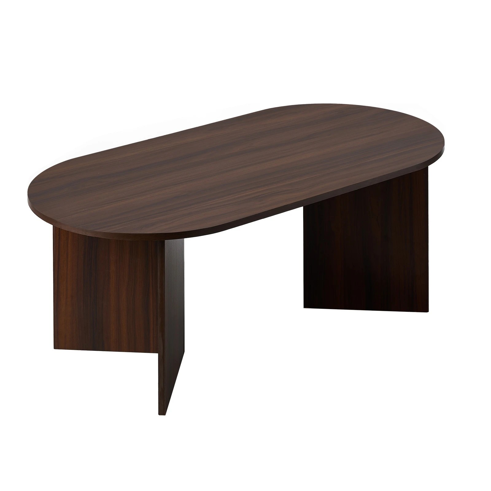 7 Oikiture Coffee Table Sofa End Table Oval Side Cafe Desk Timber
 - Brown, 7 of 10