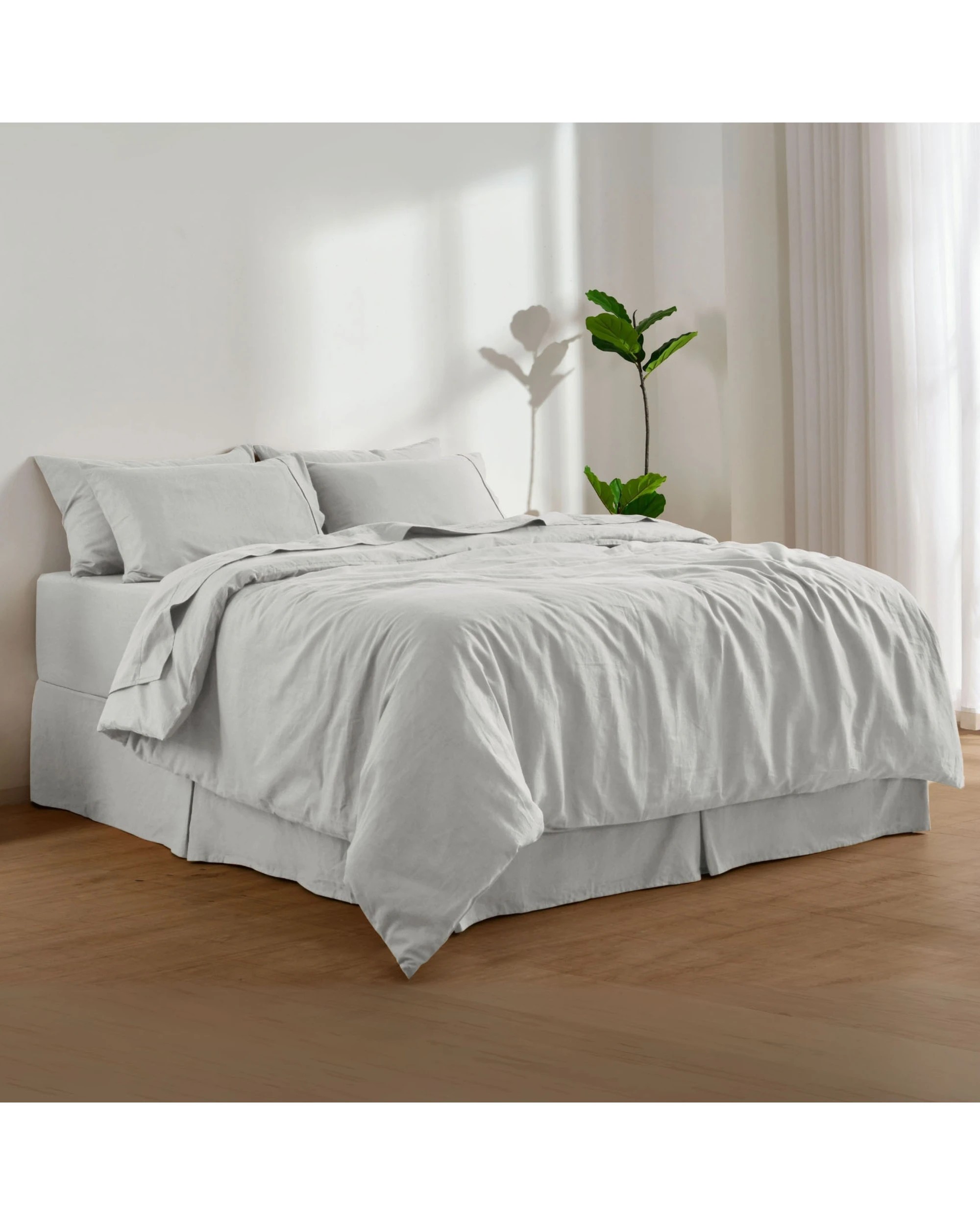 2 Dreamaker Linen Cotton Quilt Cover Set - Super King Bed - Dove Grey, 2 of 7