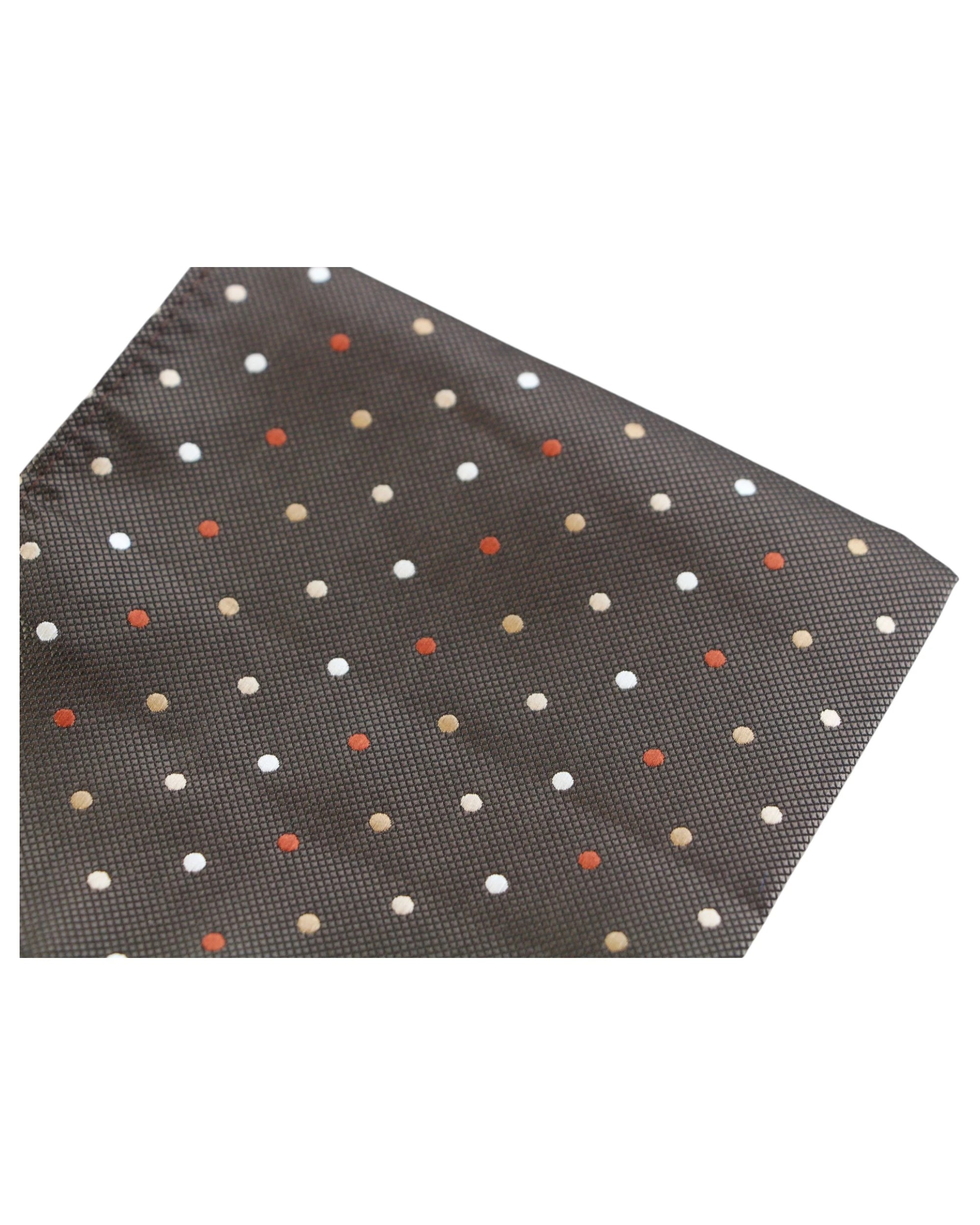 2 Zasel Mens Brown Small Polka Dot Silk Pocket Square - Multi, 2 of 3