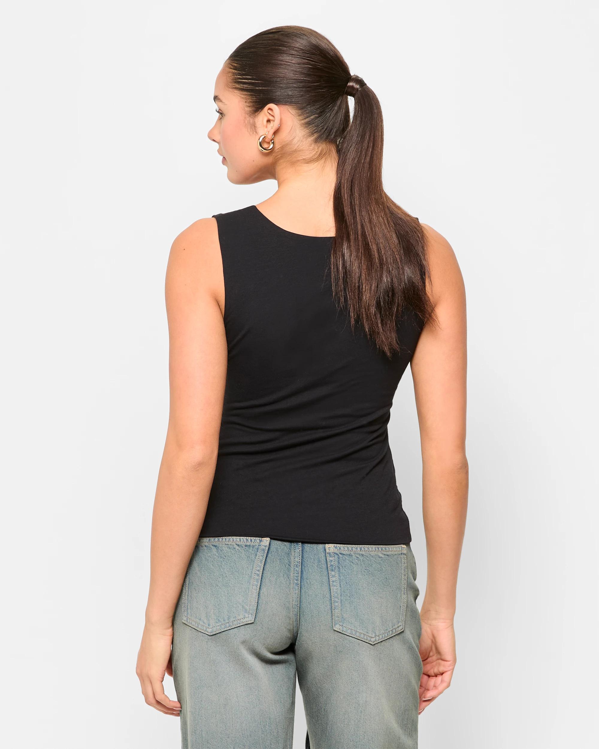 4 Lily Loves Australian Cotton Double Layer Boat Neck Tank Top BLACK, 4 of 6