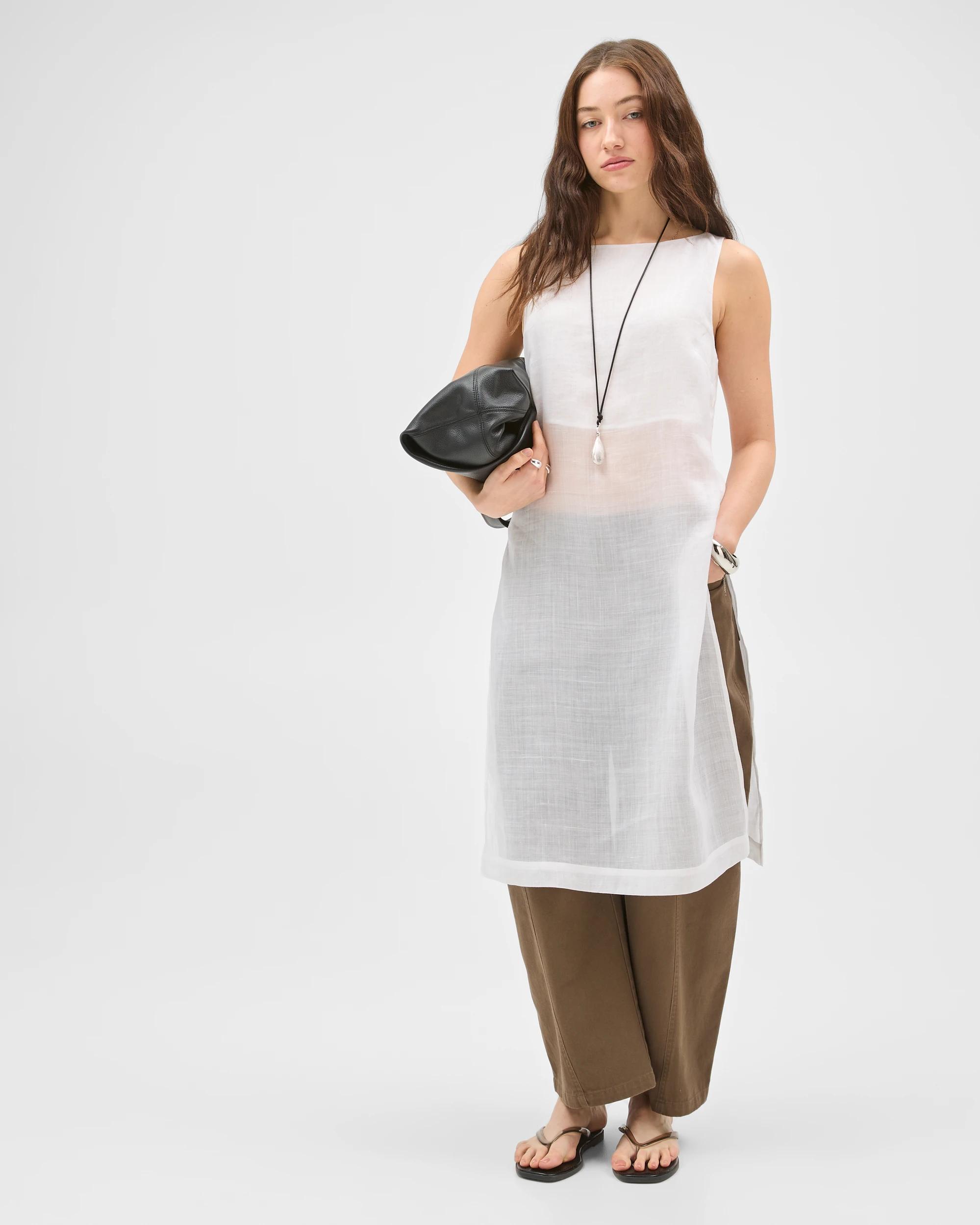 4 Lily Loves Sheer Tunic Top PALE OAT, 4 of 7
