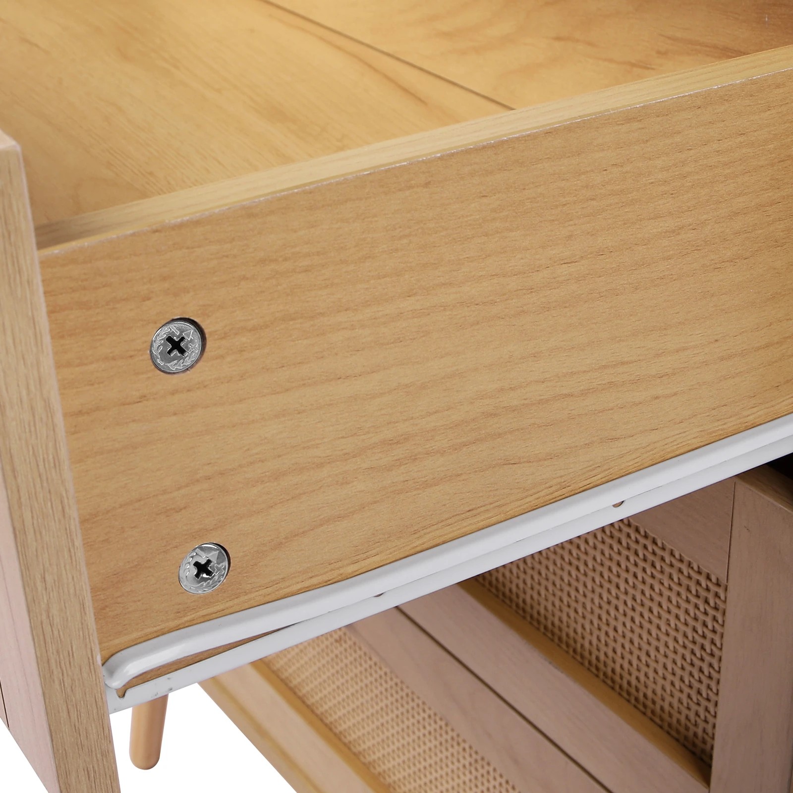 6 Alfordson 3 Chest of Drawers Rattan Cabinet Dresser - Oak, 6 of 8