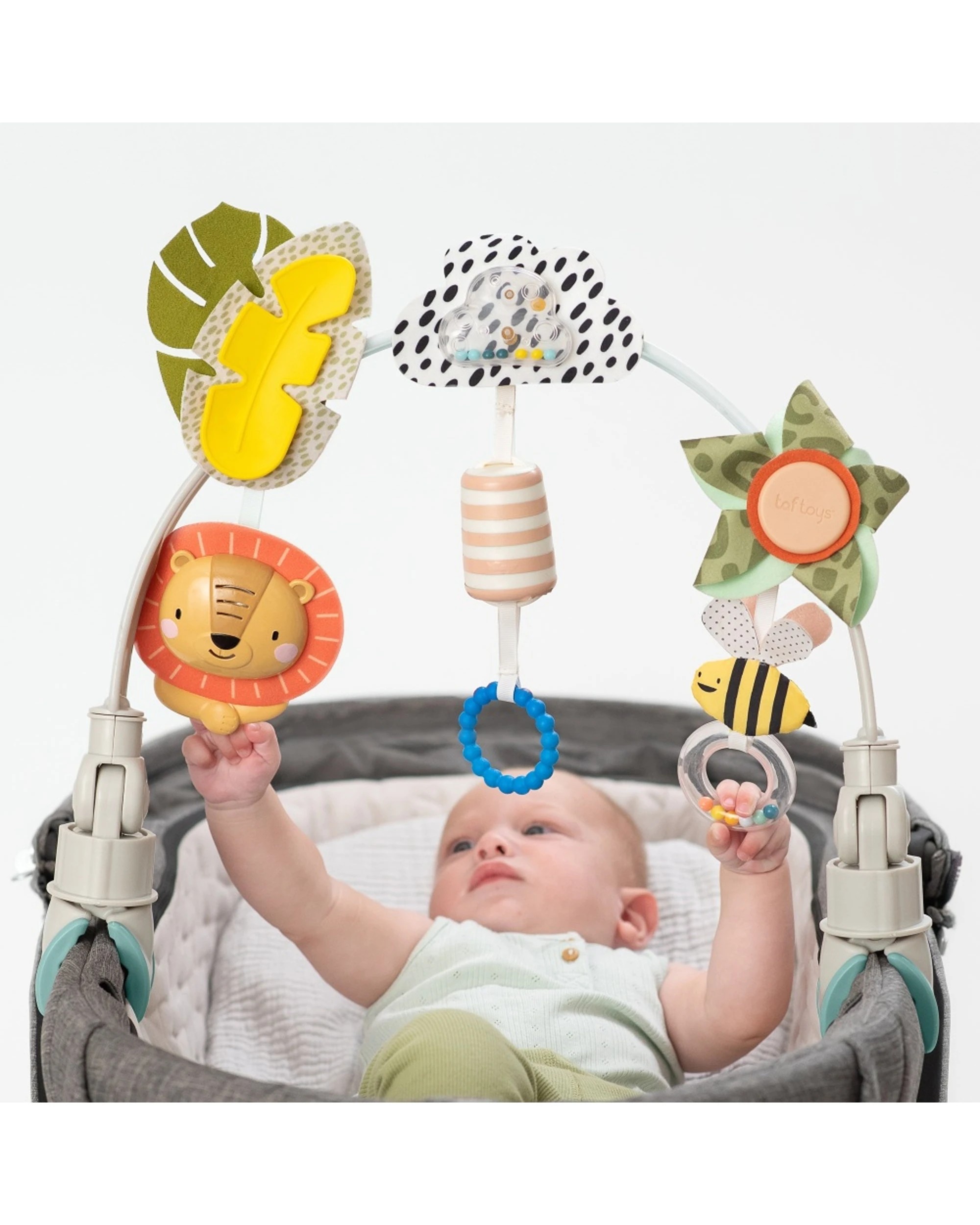4 Taf Toys Savannah Adventure Arch Flexible Baby Stroller Toy With 3 Accessories - Multi, 4 of 4
