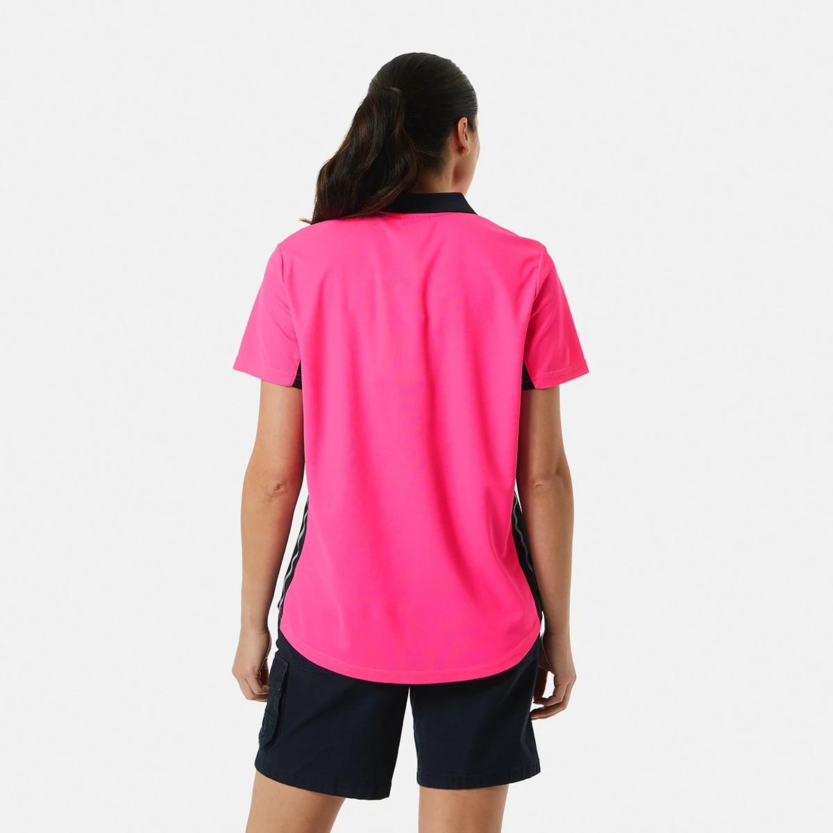 3 Workwear Short Sleeve Cool Polo Shirt SAFETY PINK, 3 of 5