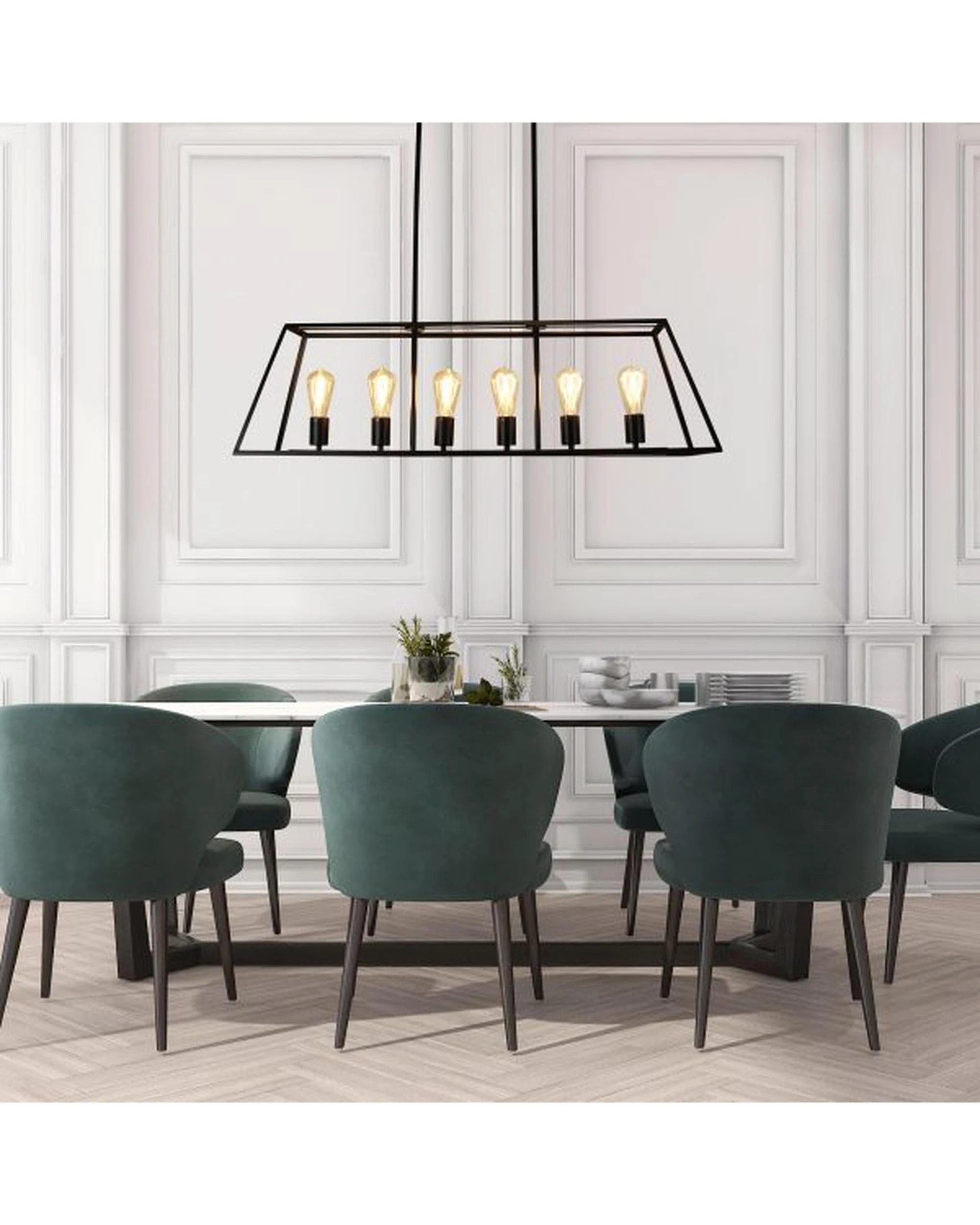 2 Oriel Lighting SOUTHPORT.100 6-Light Black Steel Pendant (E27, Matt)
 - black, 2 of 4