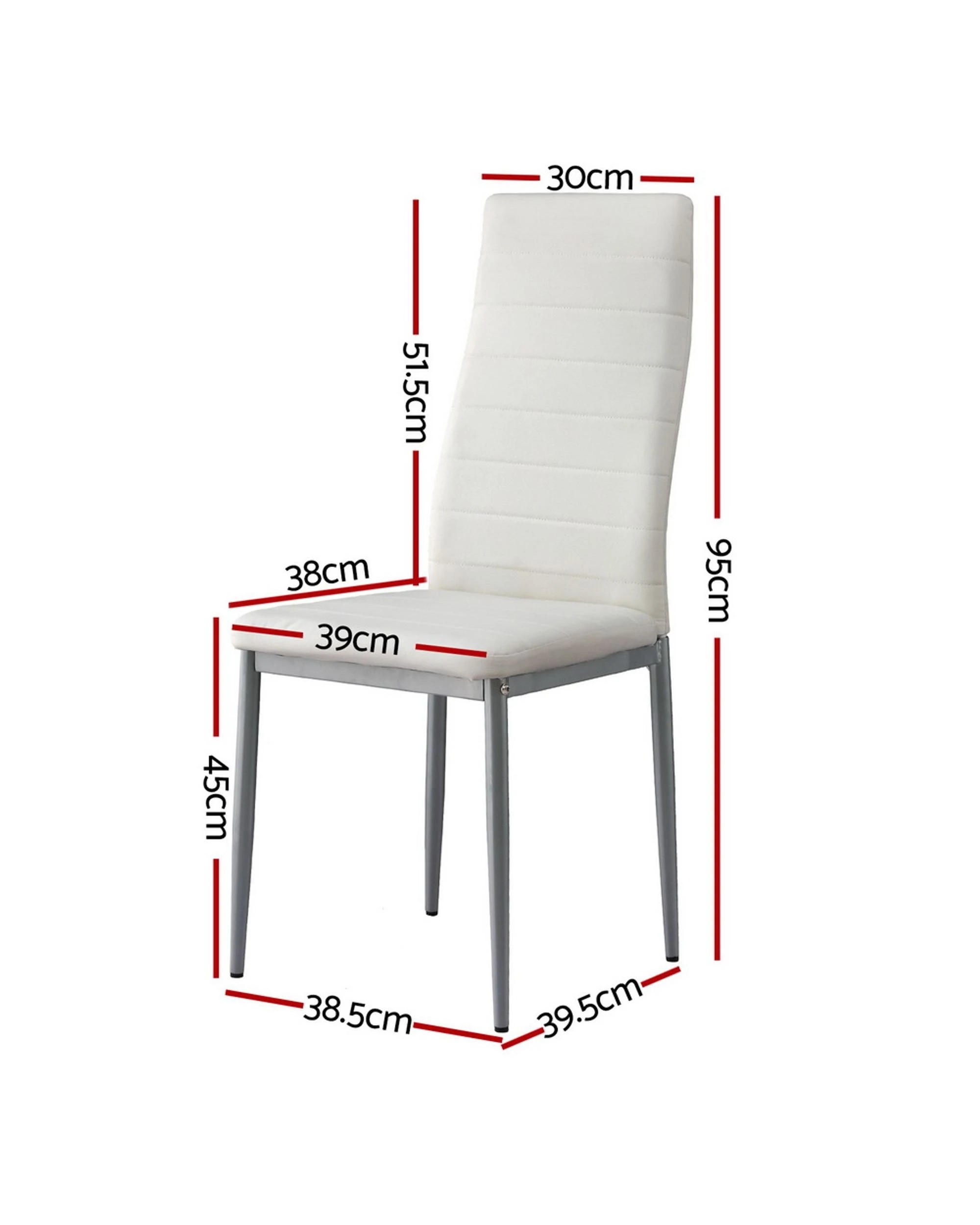 2 Artiss Dining Chairs Set of 4 Leather Channel Tufted - White, 2 of 7