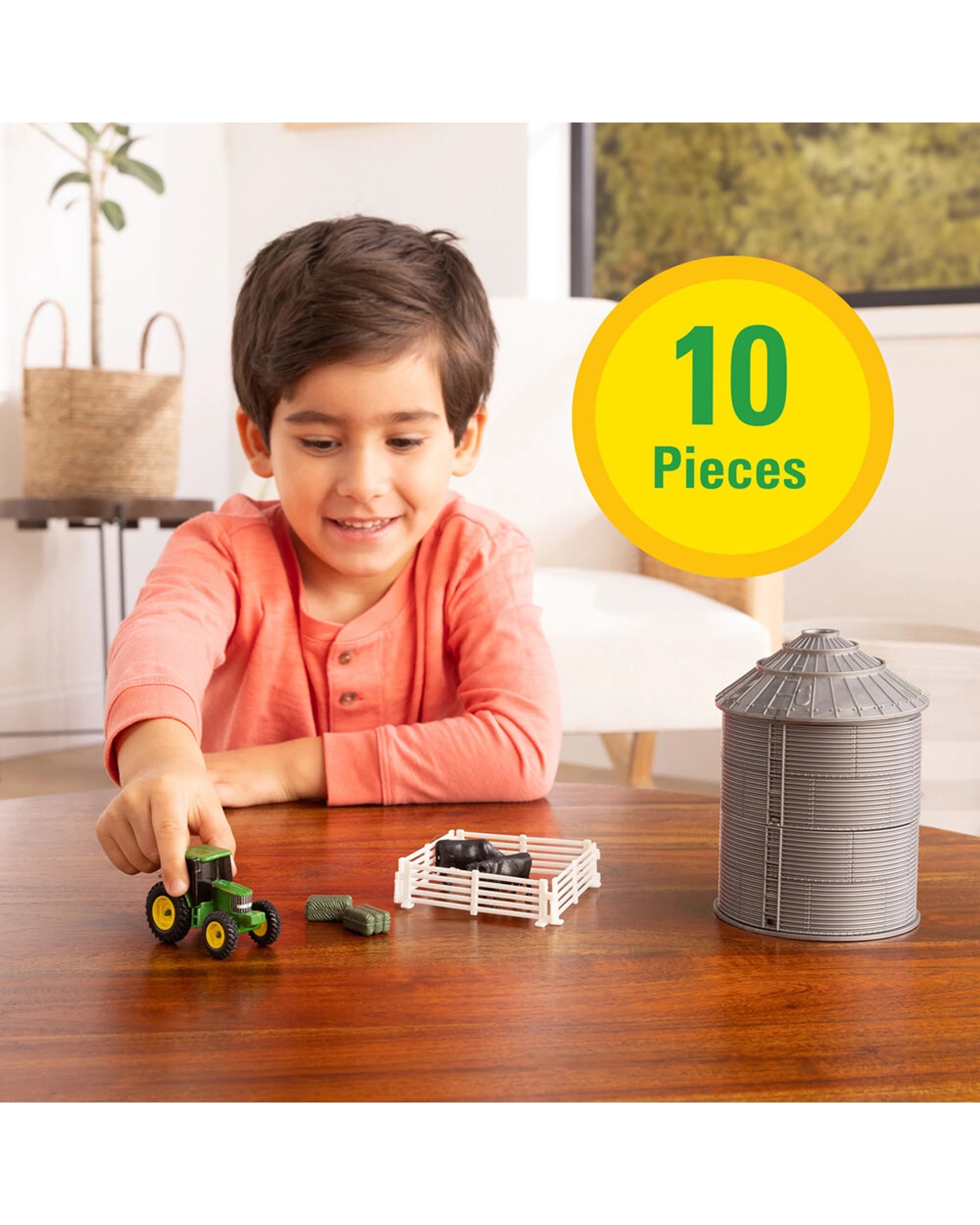4 John Deere 10pc Farm Animals Play Set With Mini Grain Bin Kids Toy Durable Plastic Playset - Multi, 4 of 6