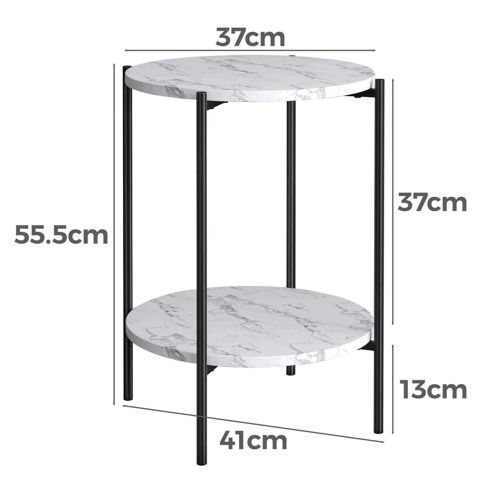 10 Alfordson Side Table Bedside Table Sofa End Nightstand - Black, 10 of 10