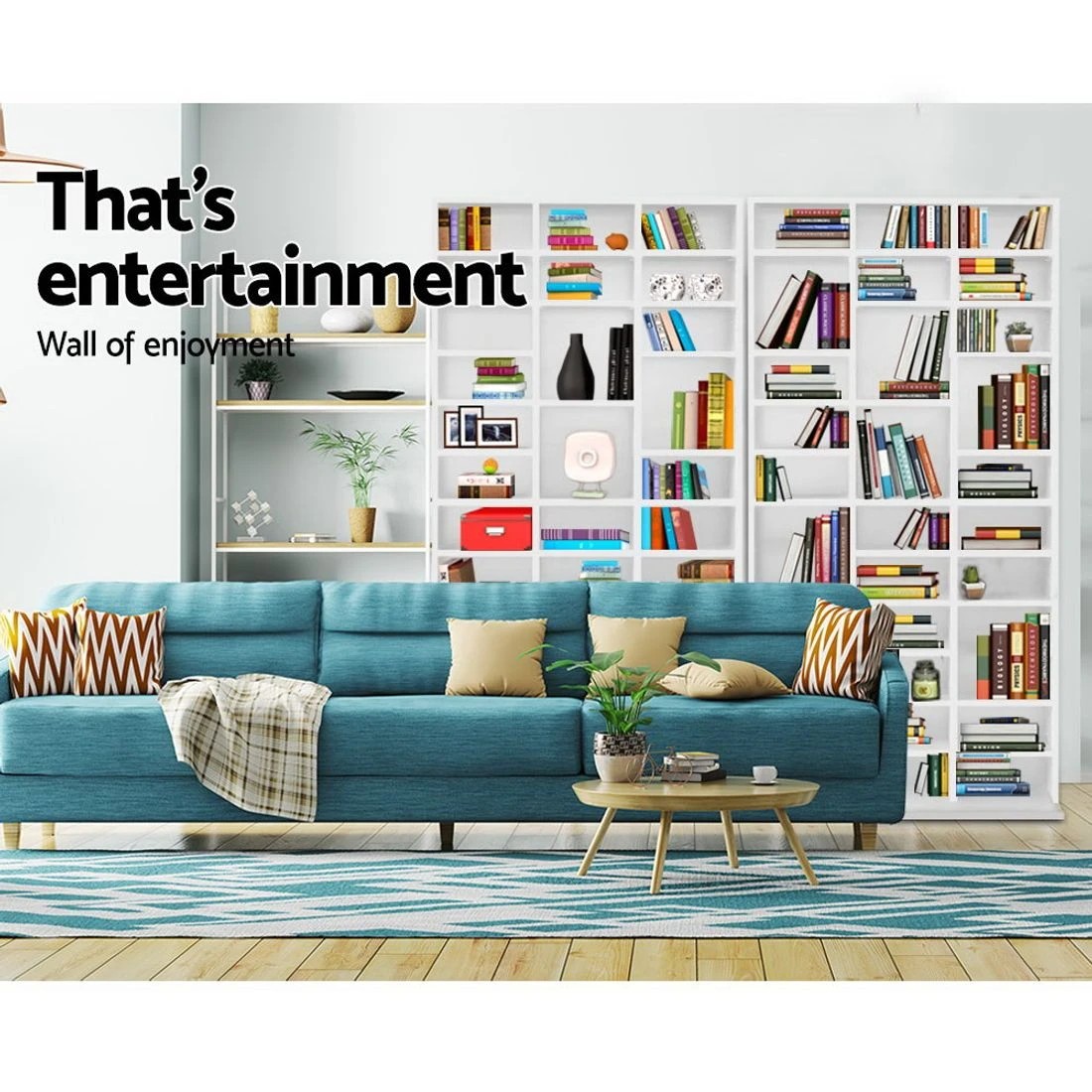 5 Artiss Bookshelf CD Storage Rack Media Tower Home Office Organizer Space Saving Decor Sturdy Easy Assembly - White, 5 of 10