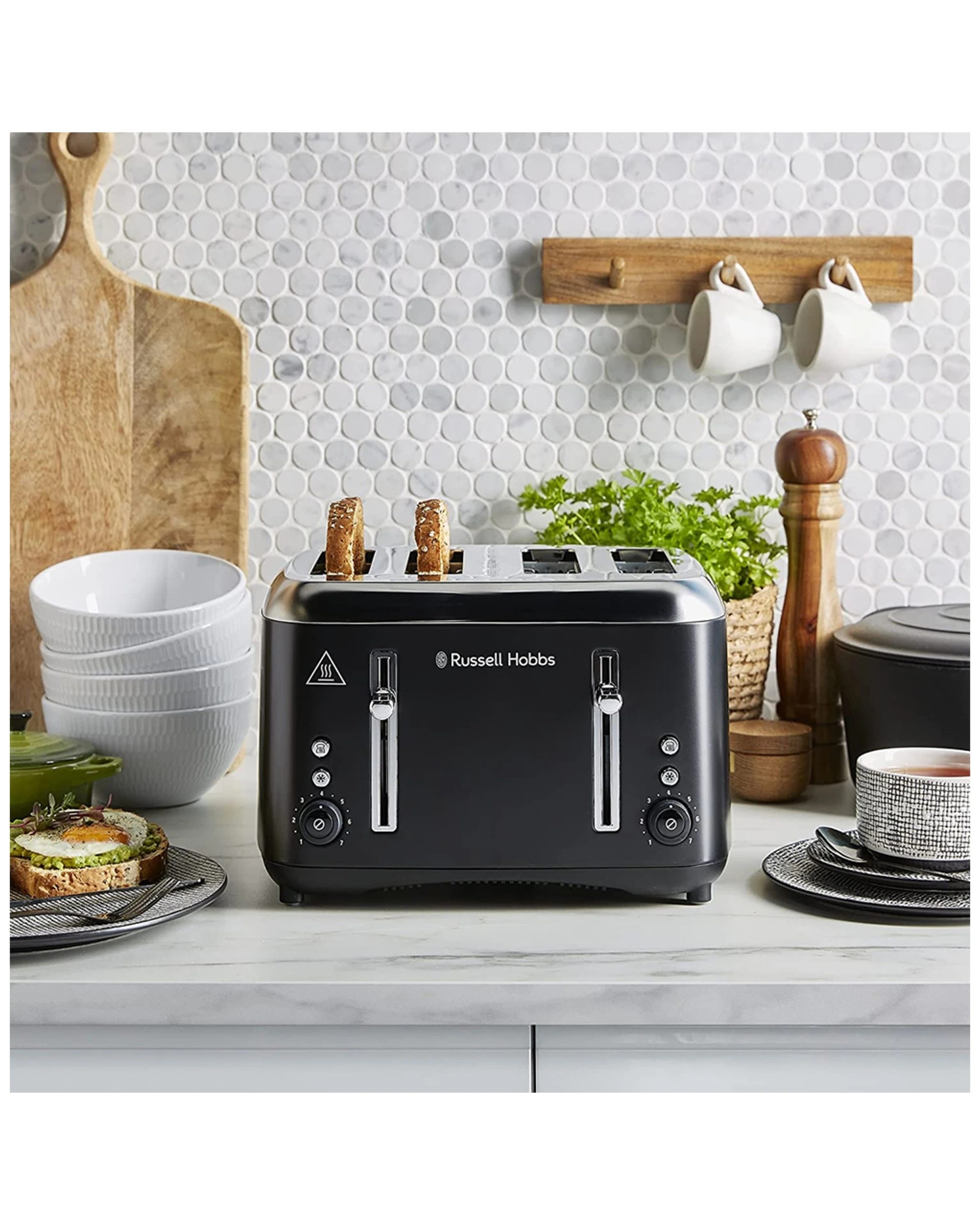 1 Russell Hobbs Rht514blk Addison 4-slice Bread/sandwich Toaster Ss Matte Black - Black, 1 of 5