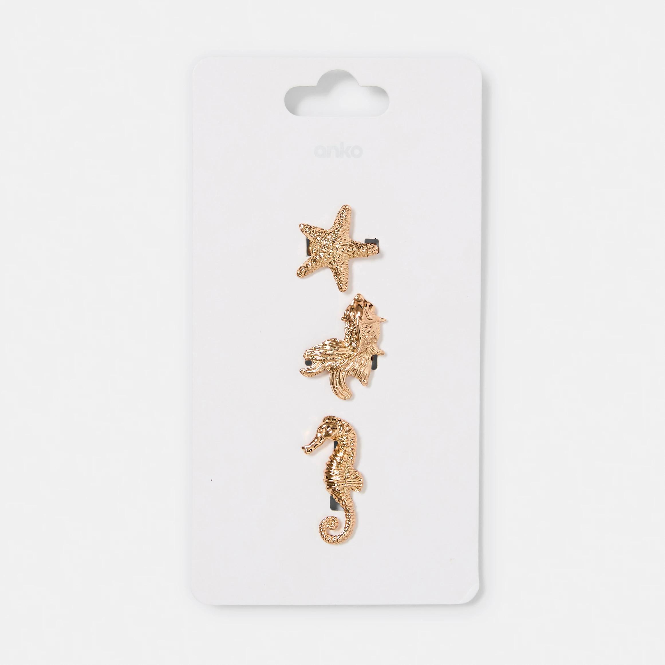 3 3 Pack Ocean Brooch - Gold Tone Gold, 3 of 3