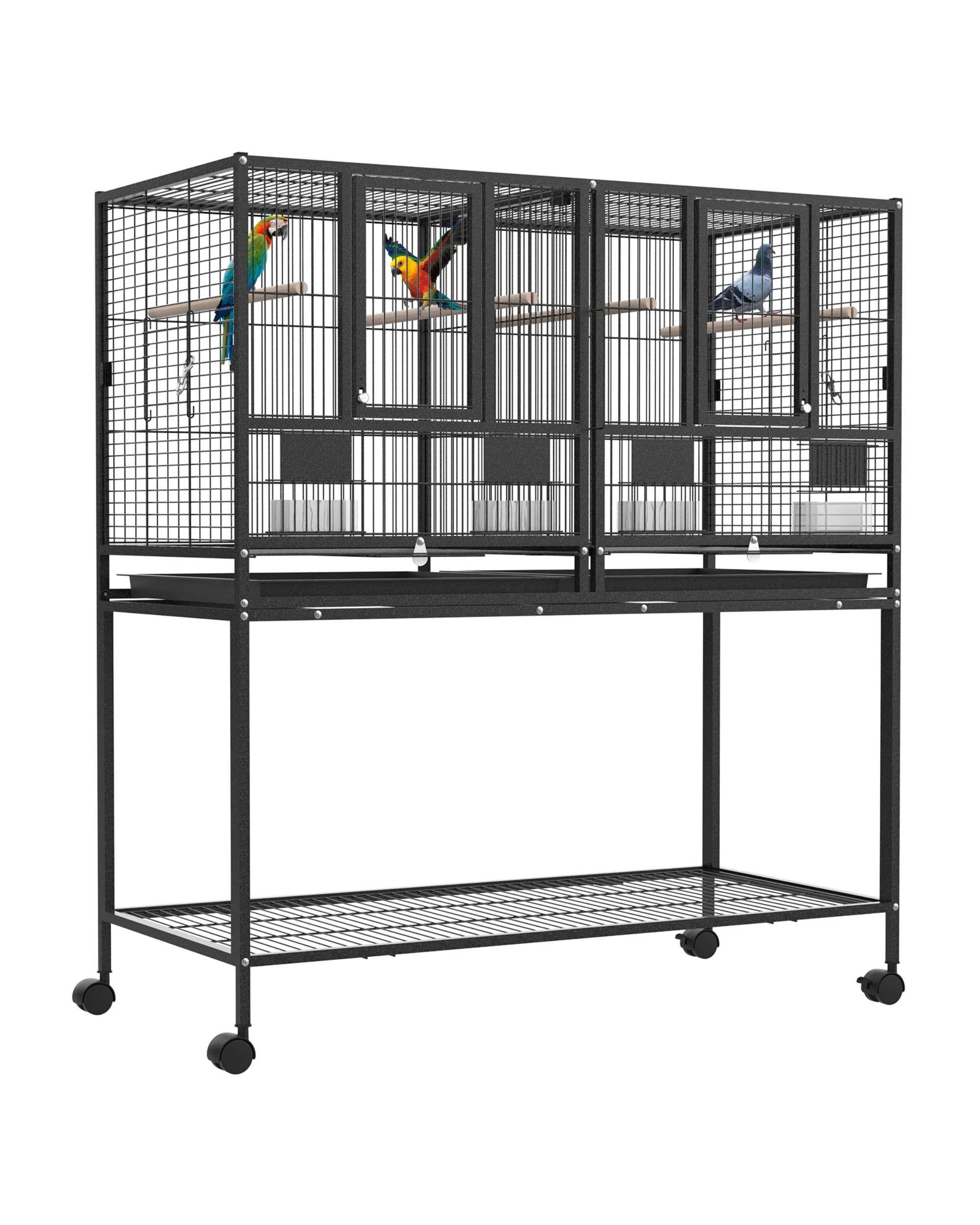 1 Advwin Large Bird Cage 2-in-1 Parrot Aviary, 1 of 7