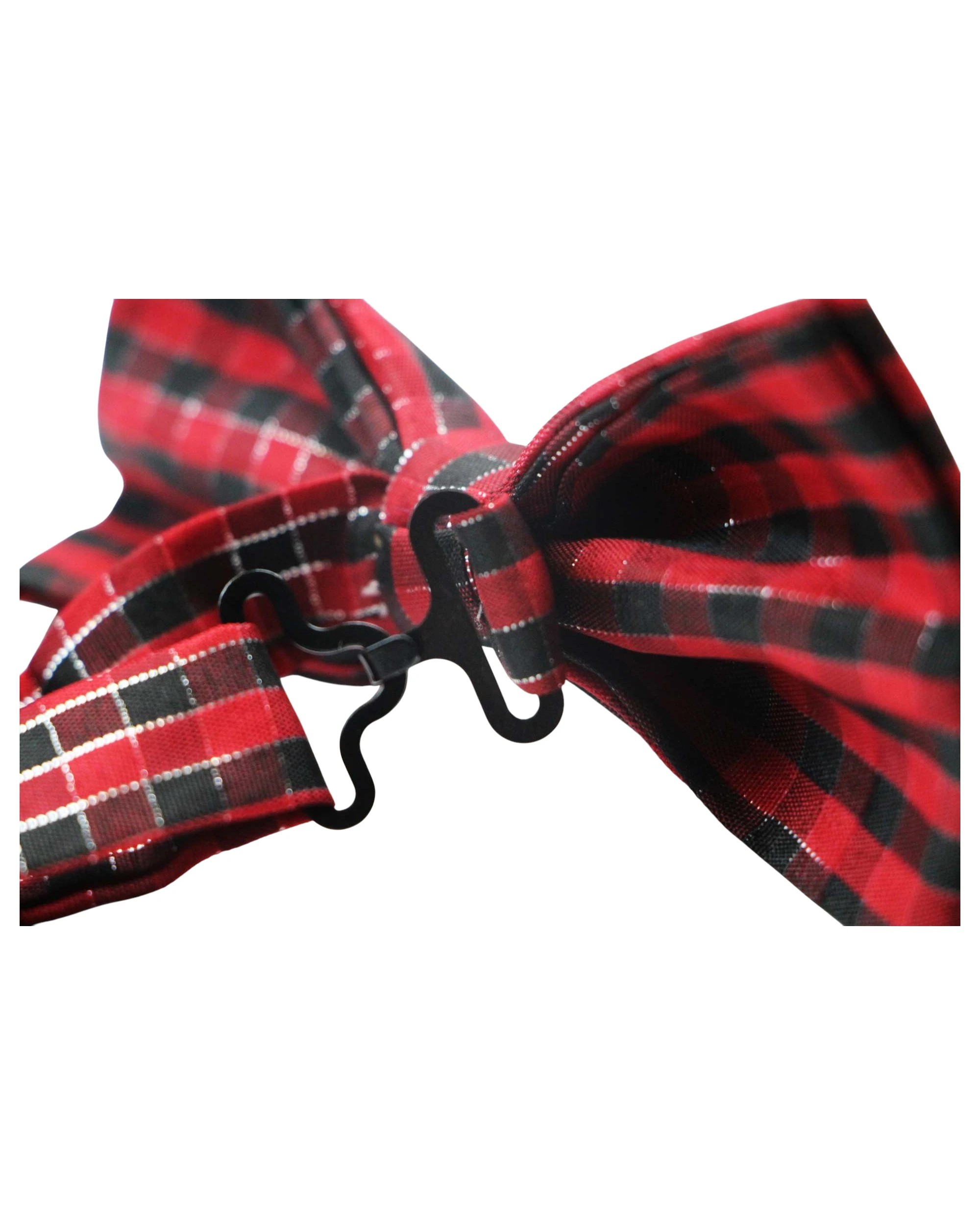 2 Zasel Mens Black & Red Plaid Patterned Tinsel Bow Tie - Multi, 2 of 5