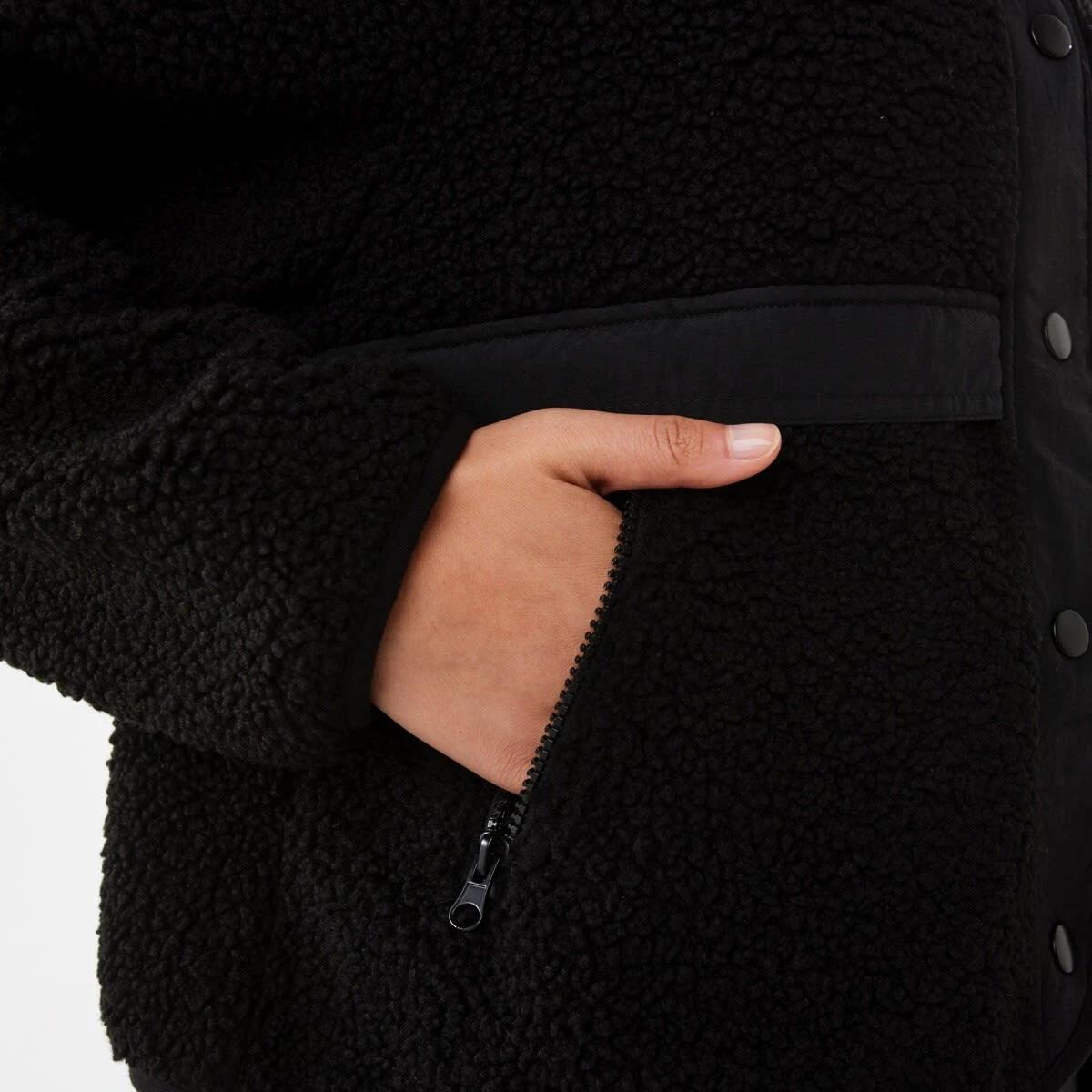 8 Active Womens Sherpa Patch Jacket Black, 8 of 9