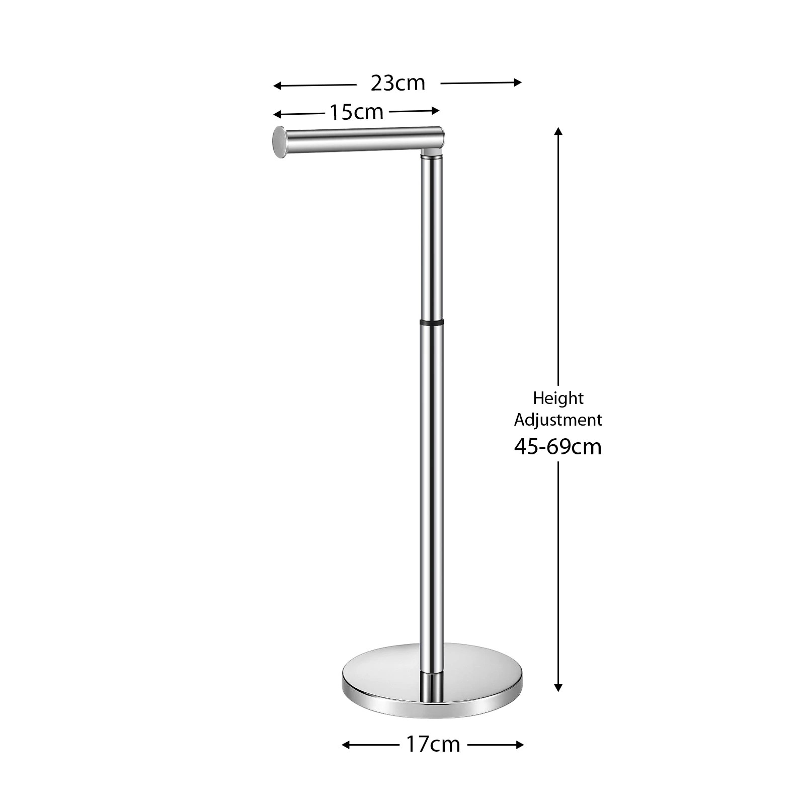 1 LUXSUITE Free Standing Toilet Paper Holder Adjustable Bathroom Organiser Spare Tissue Roll Storage Reserve Floor Stand, 1 of 5