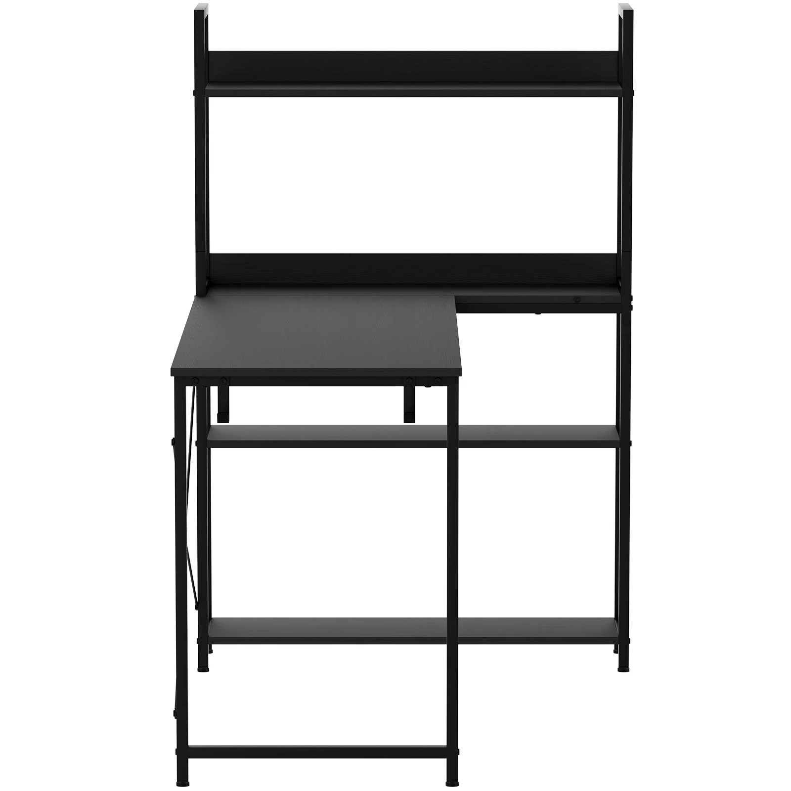 7 Advwin 110cm L Shaped Computer Desk With Reversible Storage Bookshelf Corner Desk Black, 7 of 8