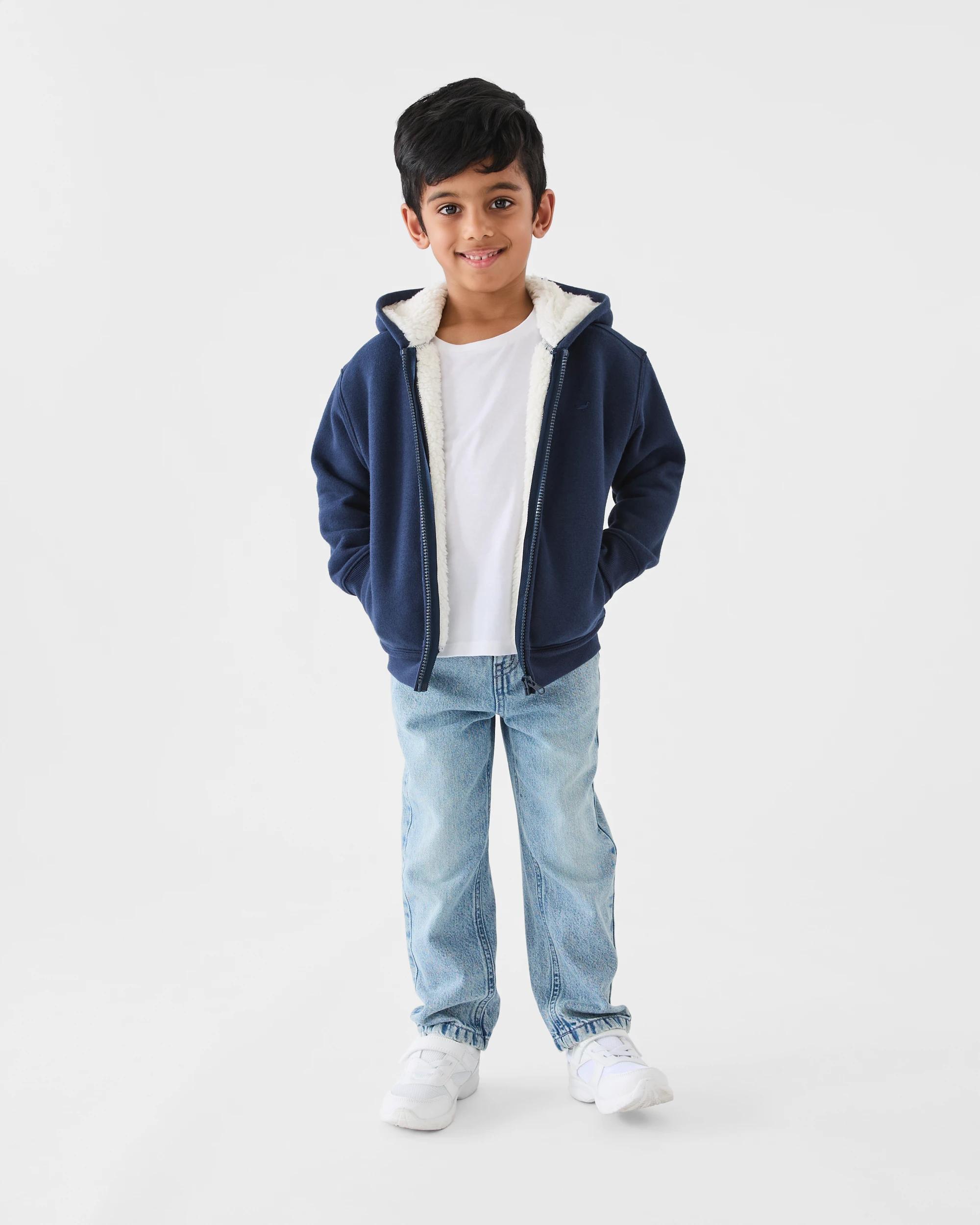 8 Sherpa Lined Hoodie Dress Navy, 8 of 10