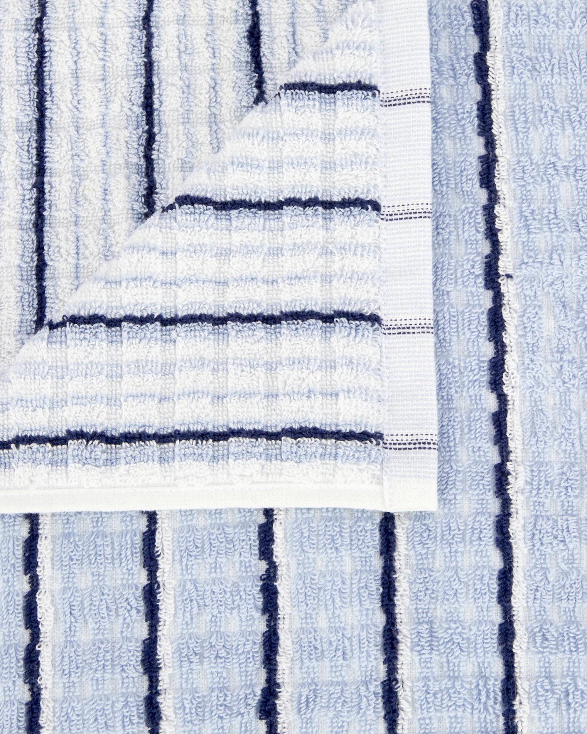 2 Pinstripe Cotton Bath Towel - Blue, 2 of 5
