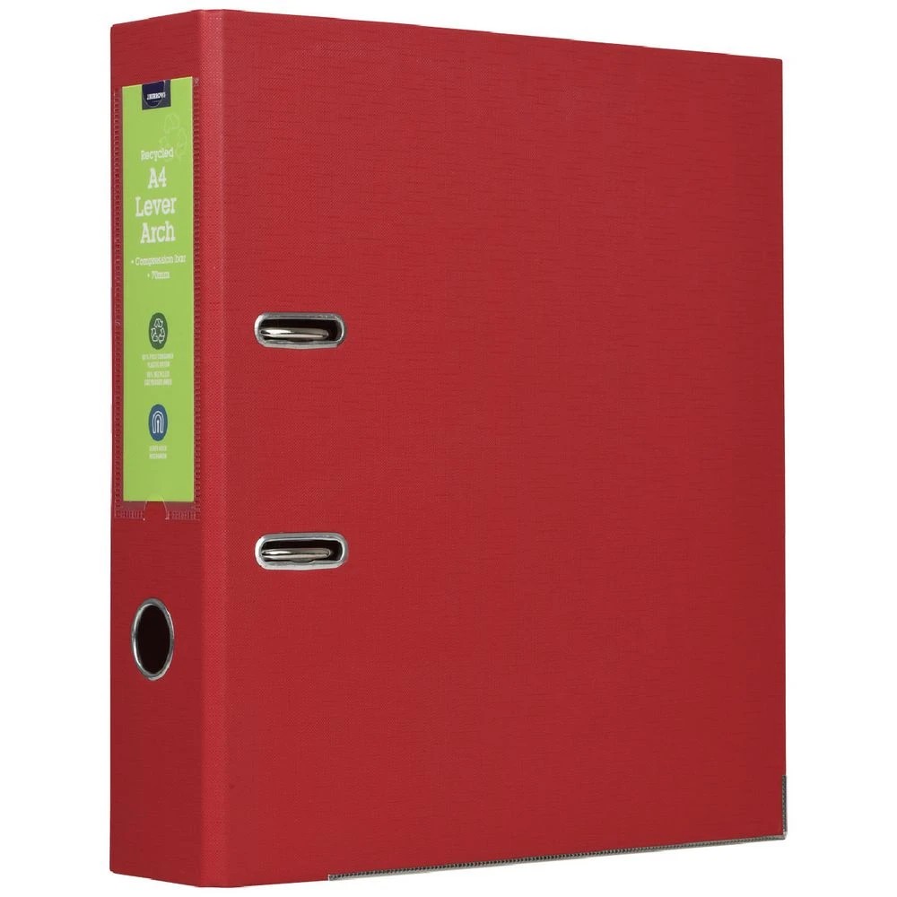 1 J.Burrows PP Lever Arch Binder Red, 1 of 5