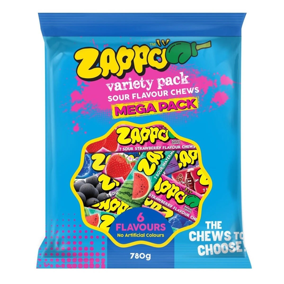 1 Zappo Sour Flavour Chew Mega Pack 780g, 1 of 2