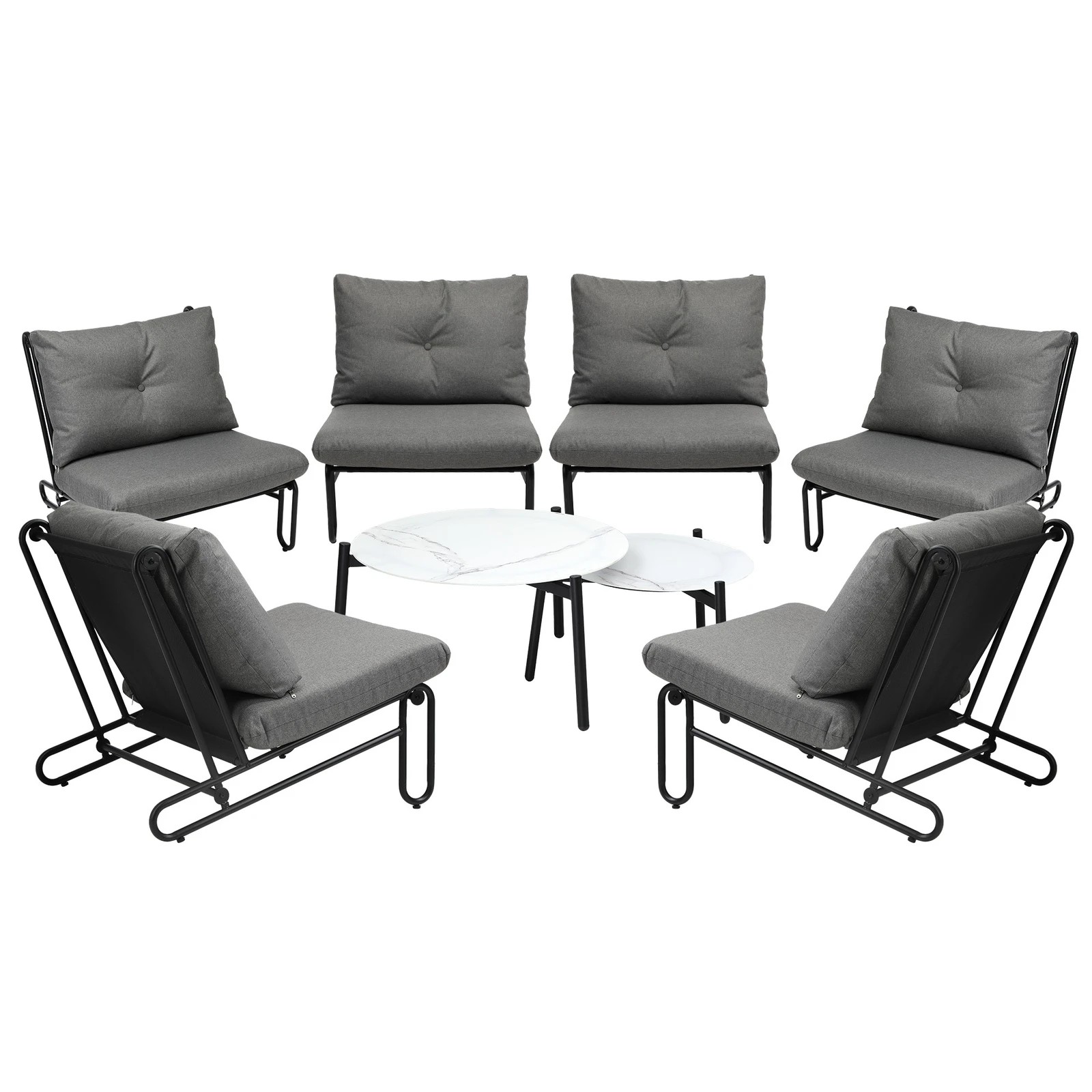 8 Livsip Outdoor Sofa Set 8 Piece Garden Patio Lounge Setting Table Chairs - Grey, 8 of 9