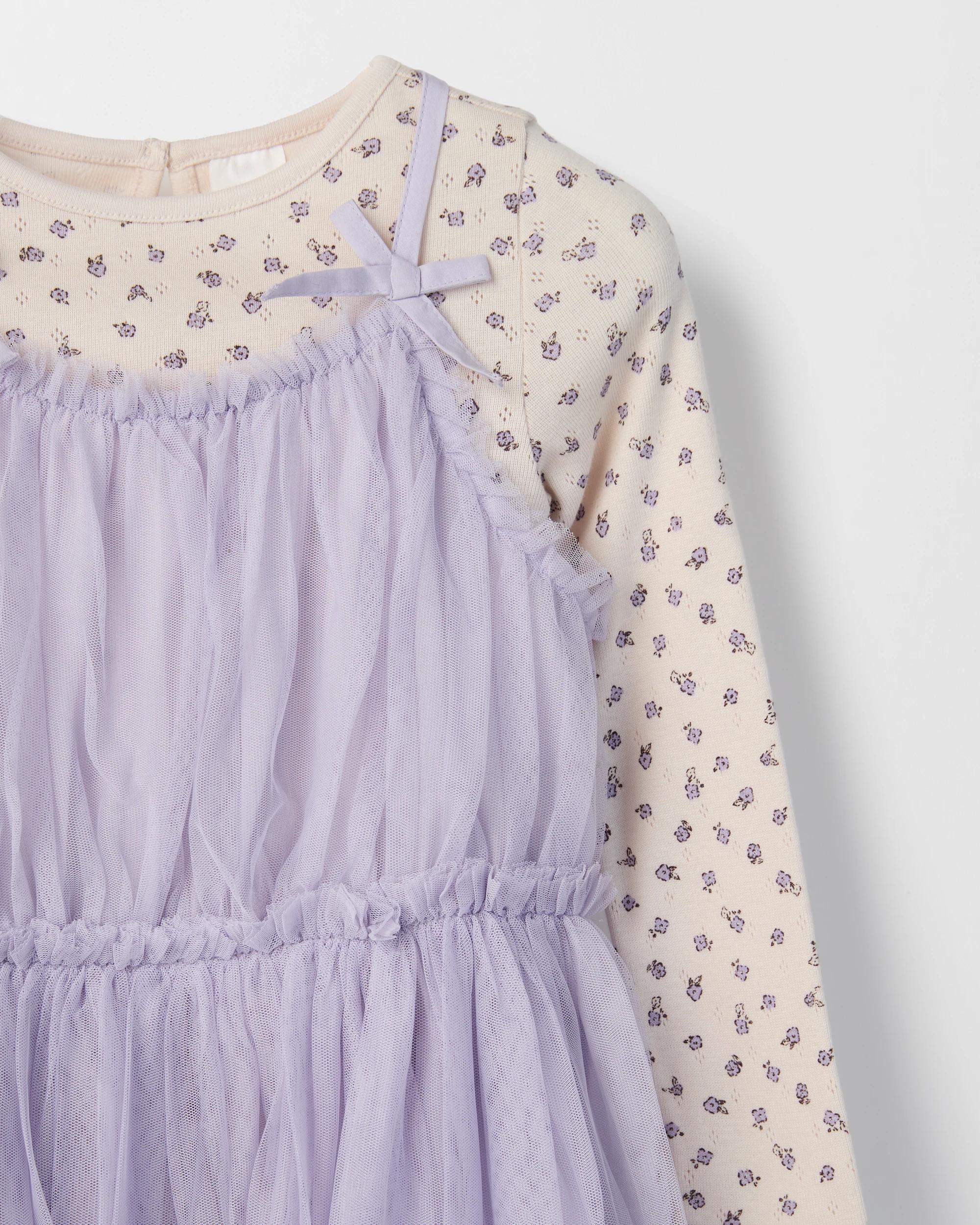 2 Target Kids Long Sleeve T-Shirt and Tulle Dress Set PURPLE, 2 of 2