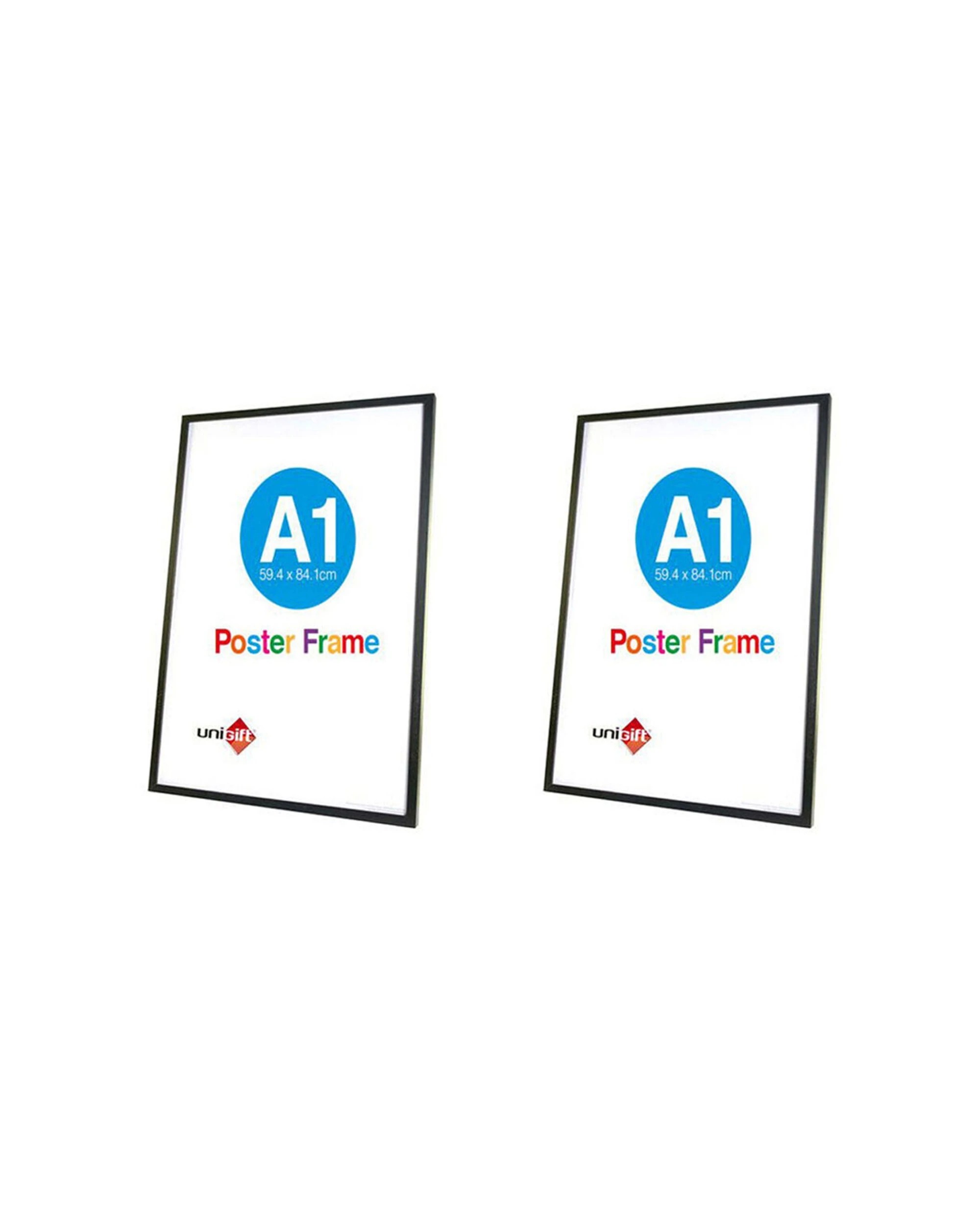 1 Unigift 2PK A1 Wooden Glass Poster Picture Photo Frame Home Decor 59.4x84.1cm - Black, 1 of 1