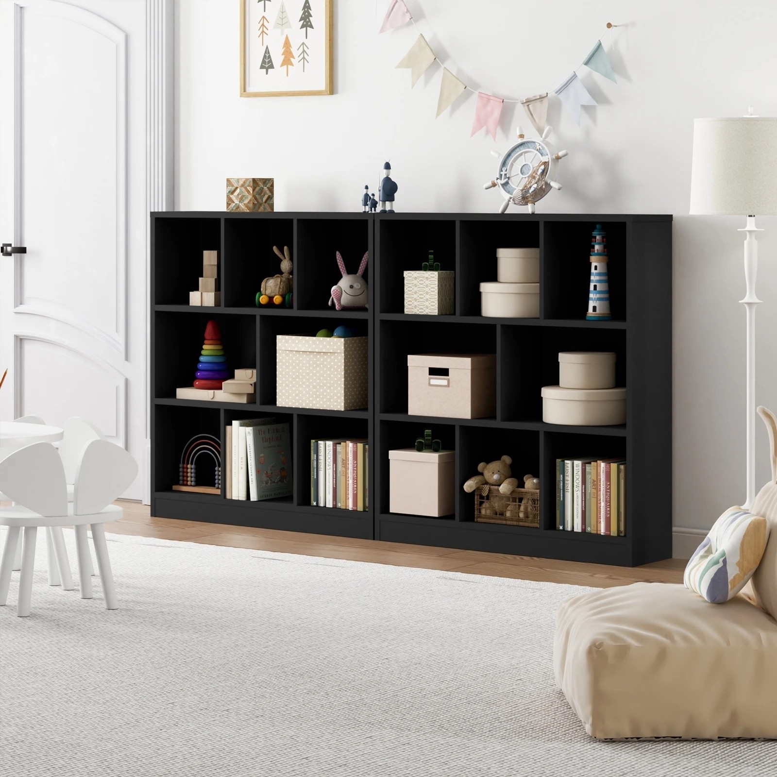3 Oikiture Bookshelf Bookcase Display Shelves Unit Storage Organizer Stand
 - Black, 3 of 9