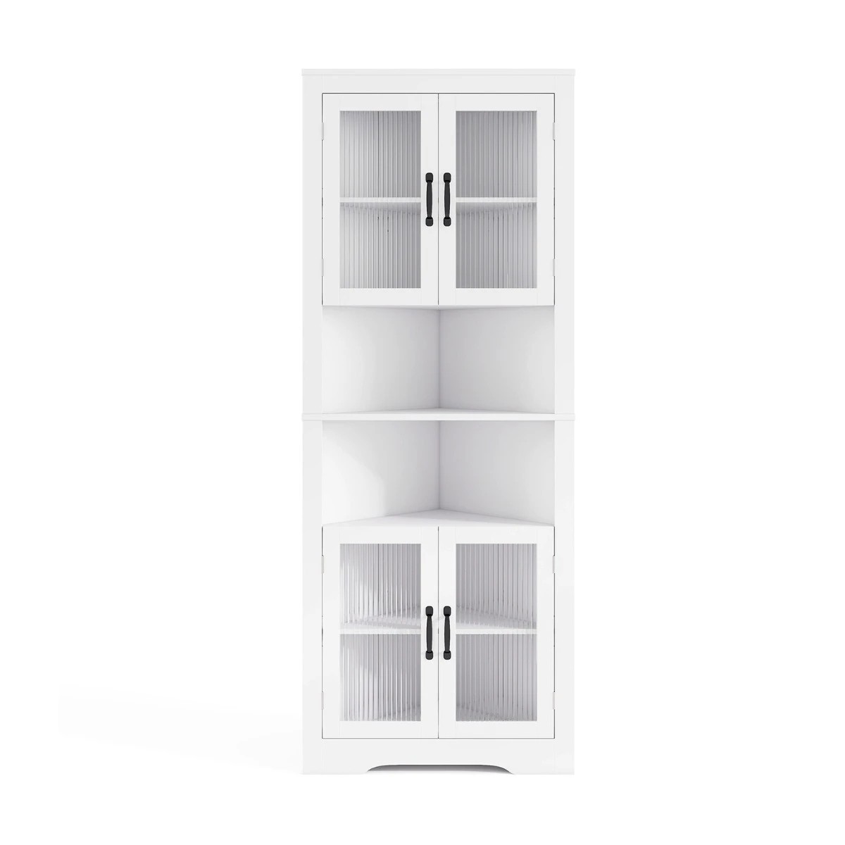 1 Costway 170 cm Tall Corner Cabinet Bathroom Cabinet w/Adjustable Shelves Freestanding Cabinet White, 1 of 5