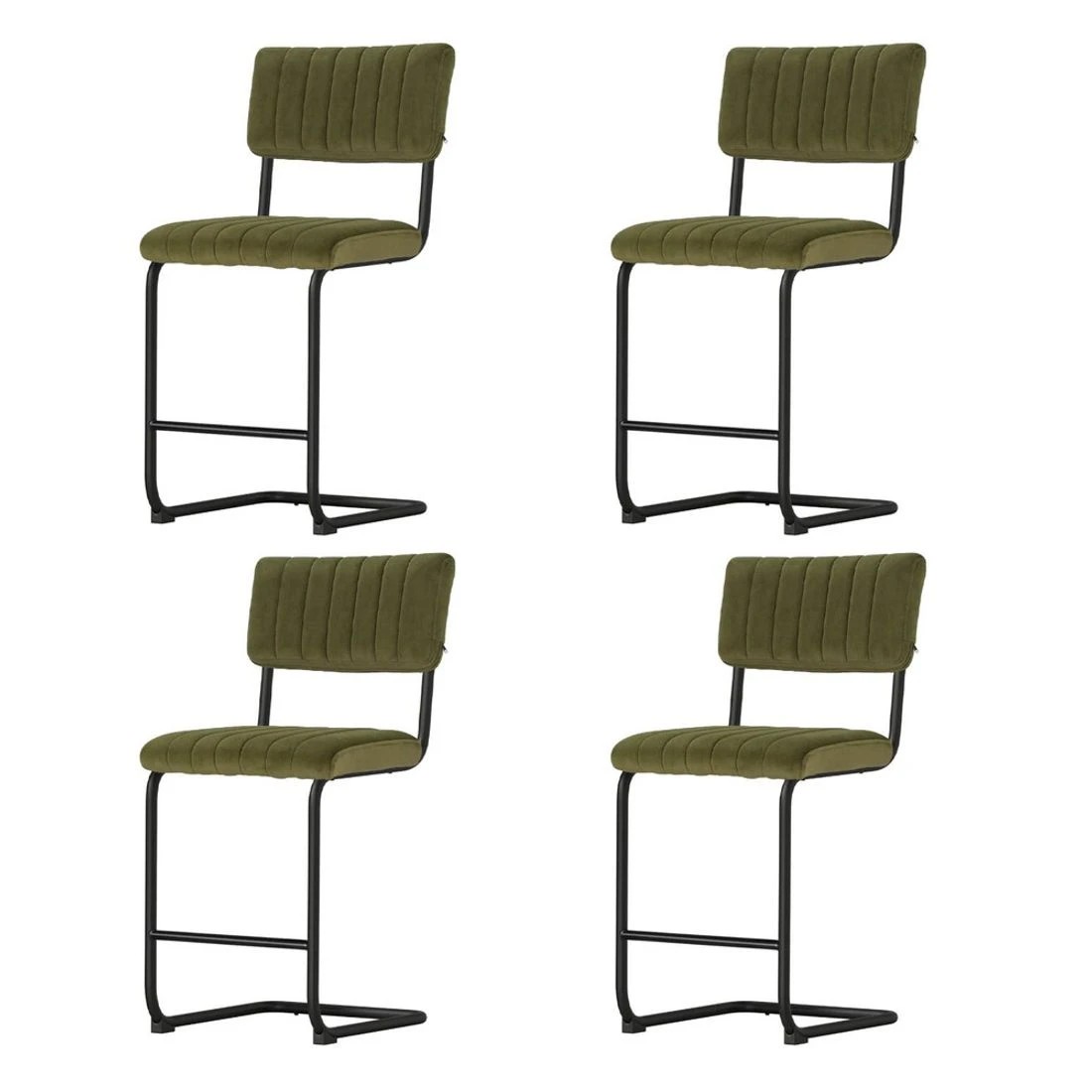 4 Artiss 4x Bar Stools Velvet Chairs Green - Green, 4 of 6