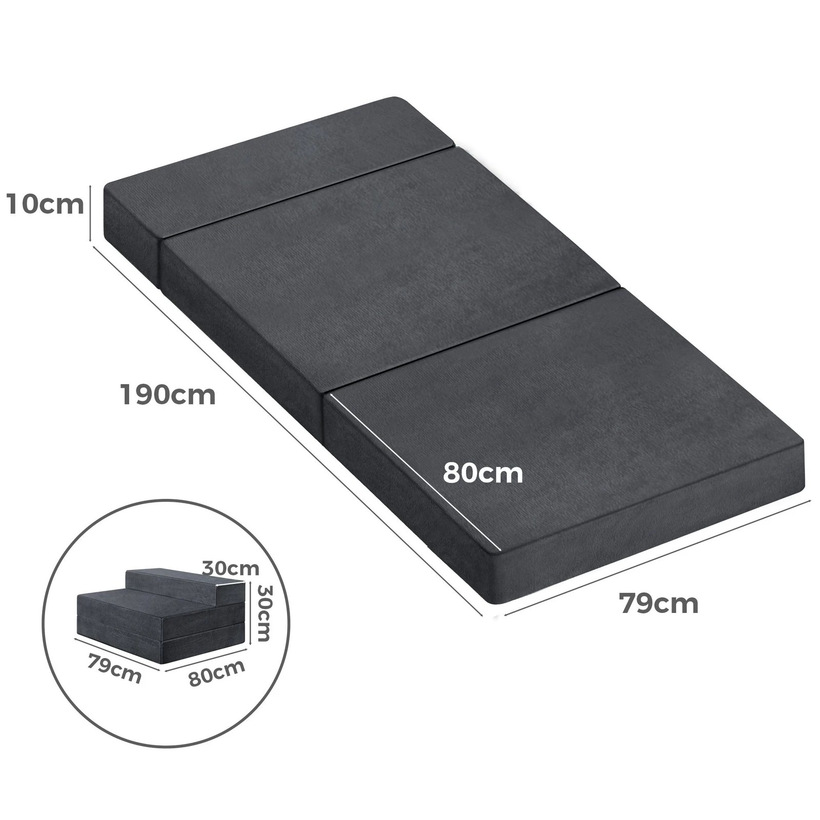 4 Starry Eucalypt Foldable Mattress Folding Foam Portable 79x190CM - Grey, 4 of 4