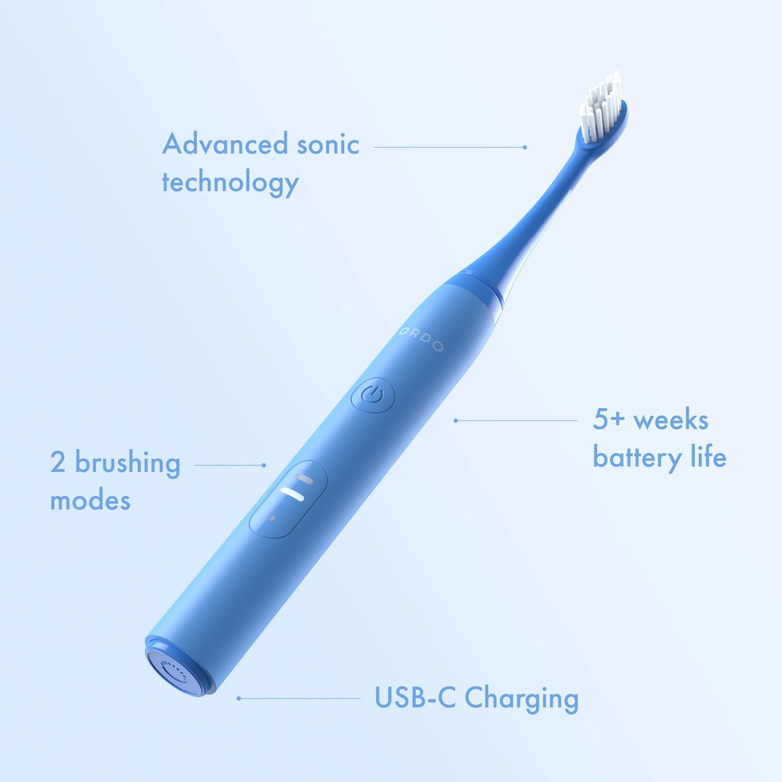 3 Ordo Sonic Lite Charging Electric Toothbrush and 2 Pack Sonic Brush Heads - Ocean, 3 of 7