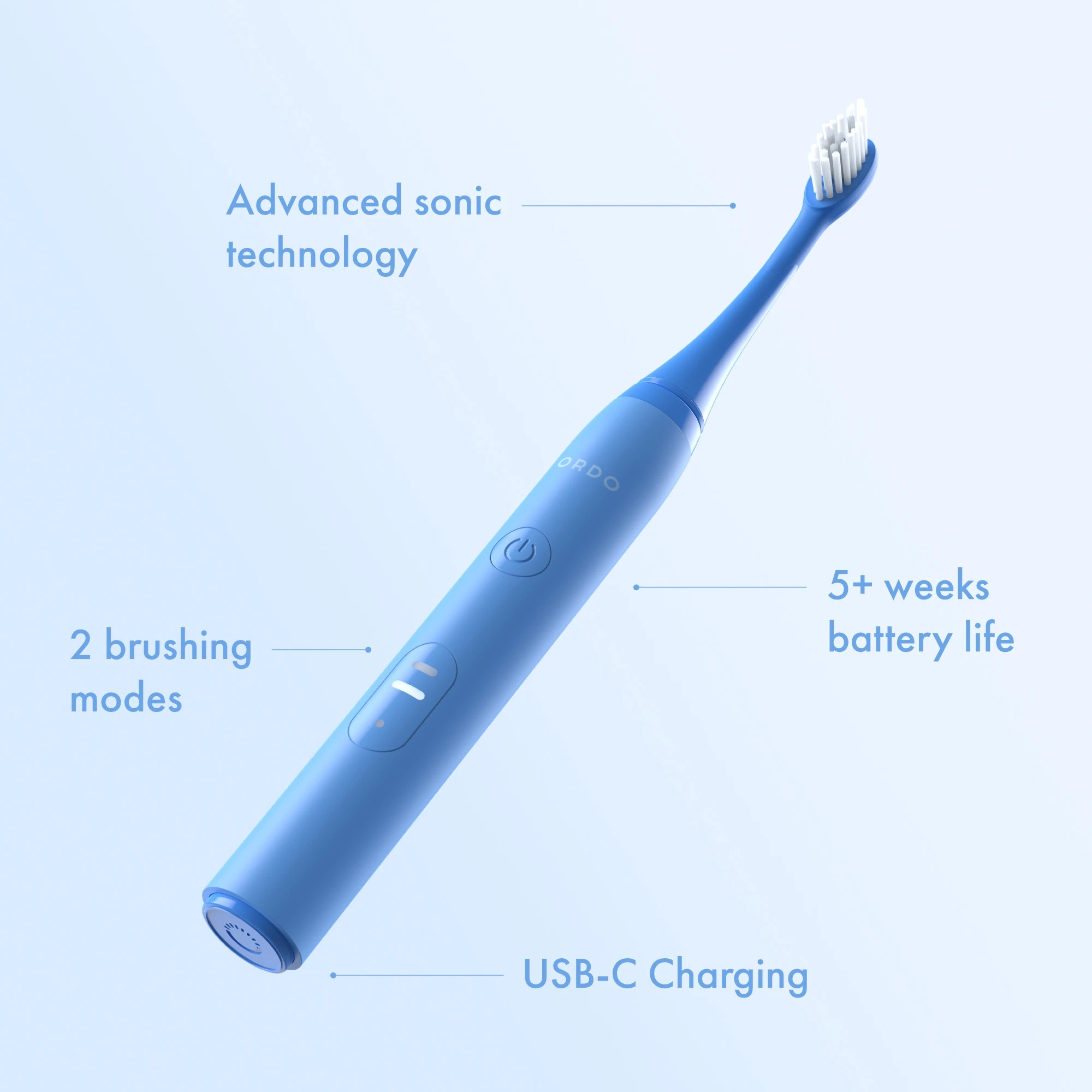 3 Ordo Sonic Lite Charging Electric Toothbrush and 2 Pack Sonic Brush Heads - Ocean, 3 of 7