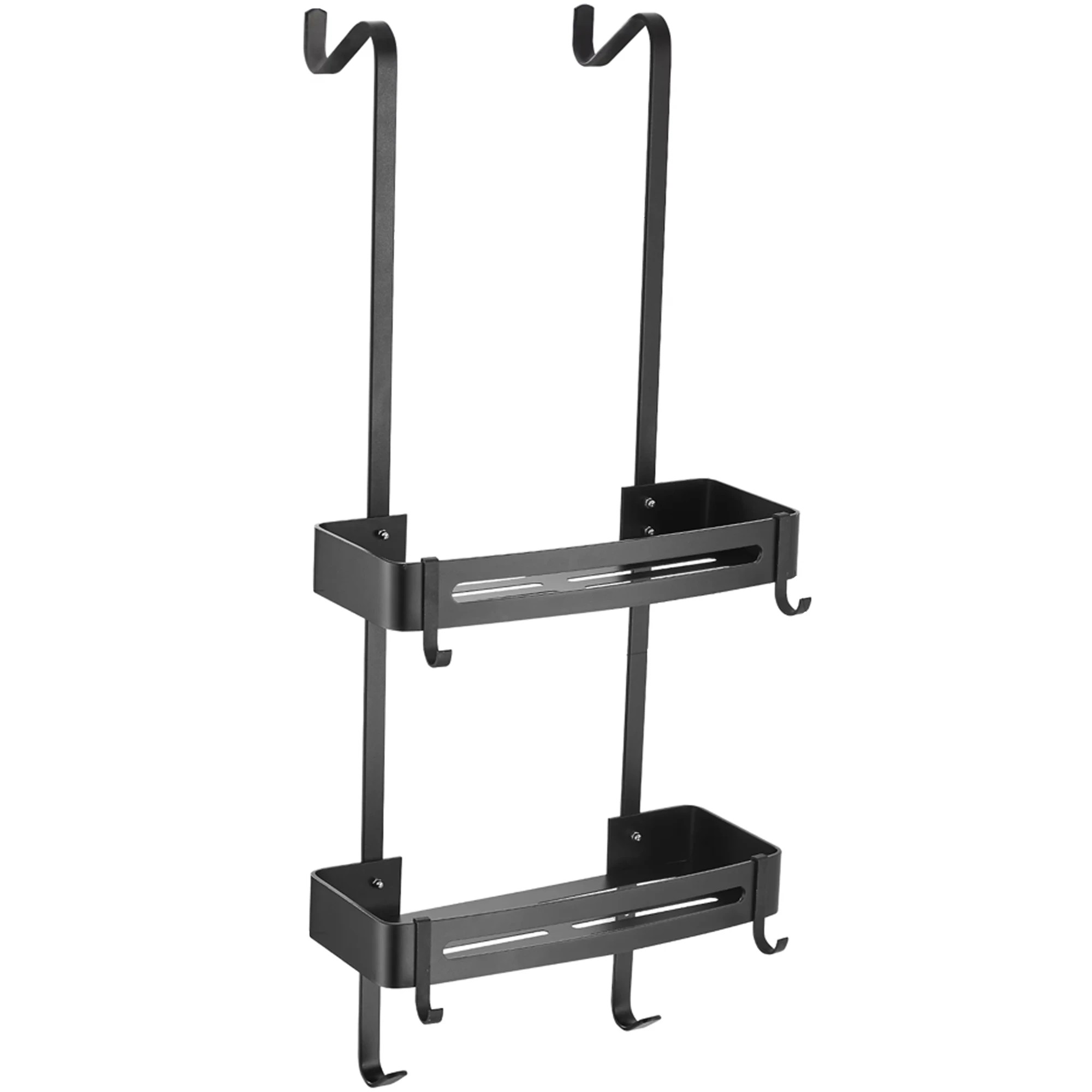 1 2 Tier Bathroom Shower Caddy Aluminium Alloy Rust Free Waterproof Bath Storage Rack Organizer - Carbon Grey - Grey, 1 of 5