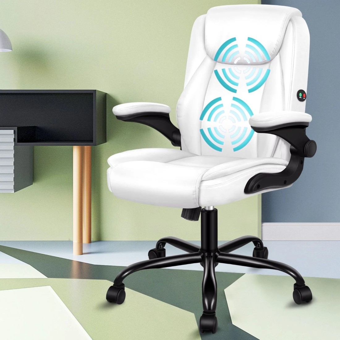 10 Alfordson Massage Office Chair Executive Computer Gaming Seat PU Leather - White, 10 of 10