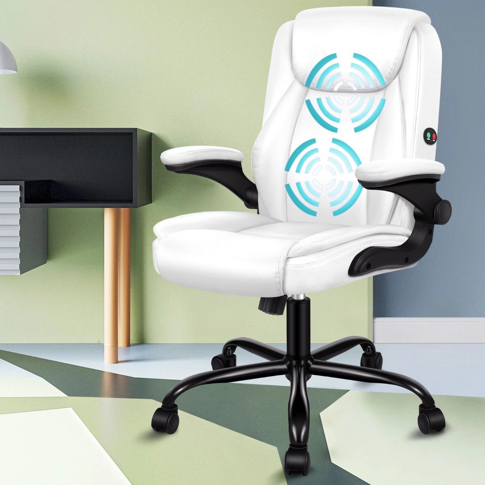 10 Alfordson Massage Office Chair Executive Computer Gaming Seat PU Leather - White, 10 of 10