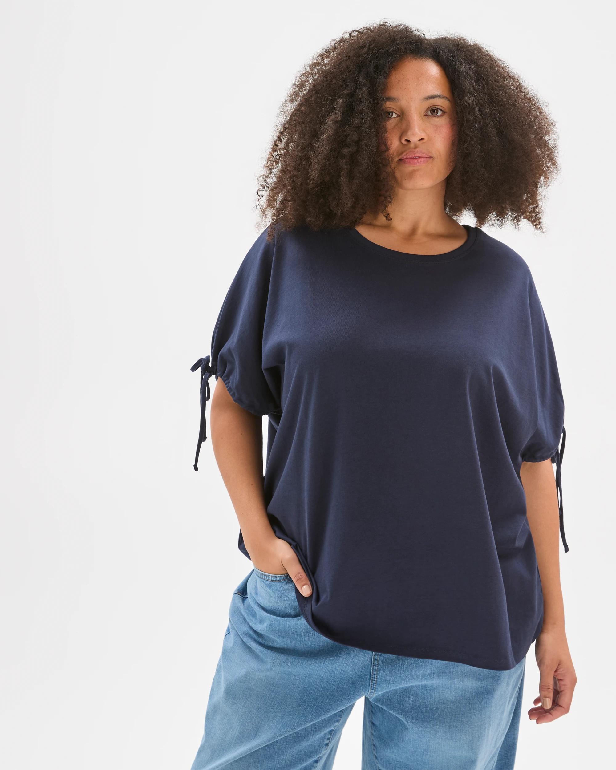 4 Target Curve Plus Size Australian Cotton Gathered Sleeve T-Shirt INK NAVY, 4 of 7