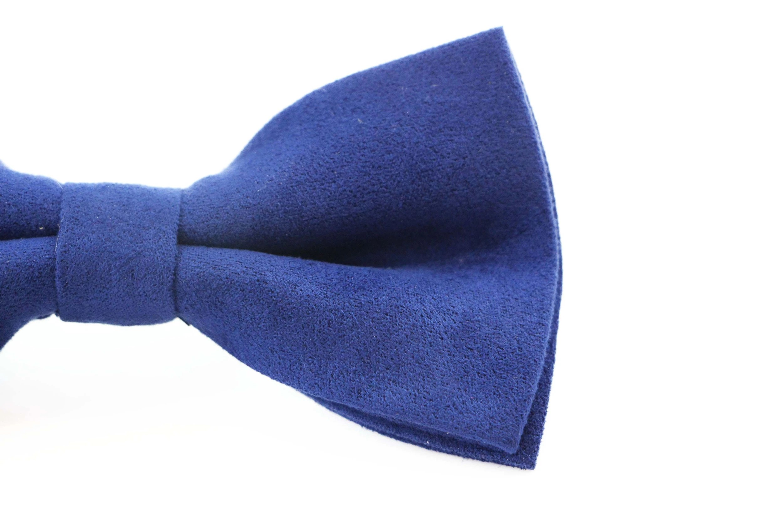 3 Zasel Mens Royal Blue Velvet Plain Colour Bow Tie - Blue, 3 of 4